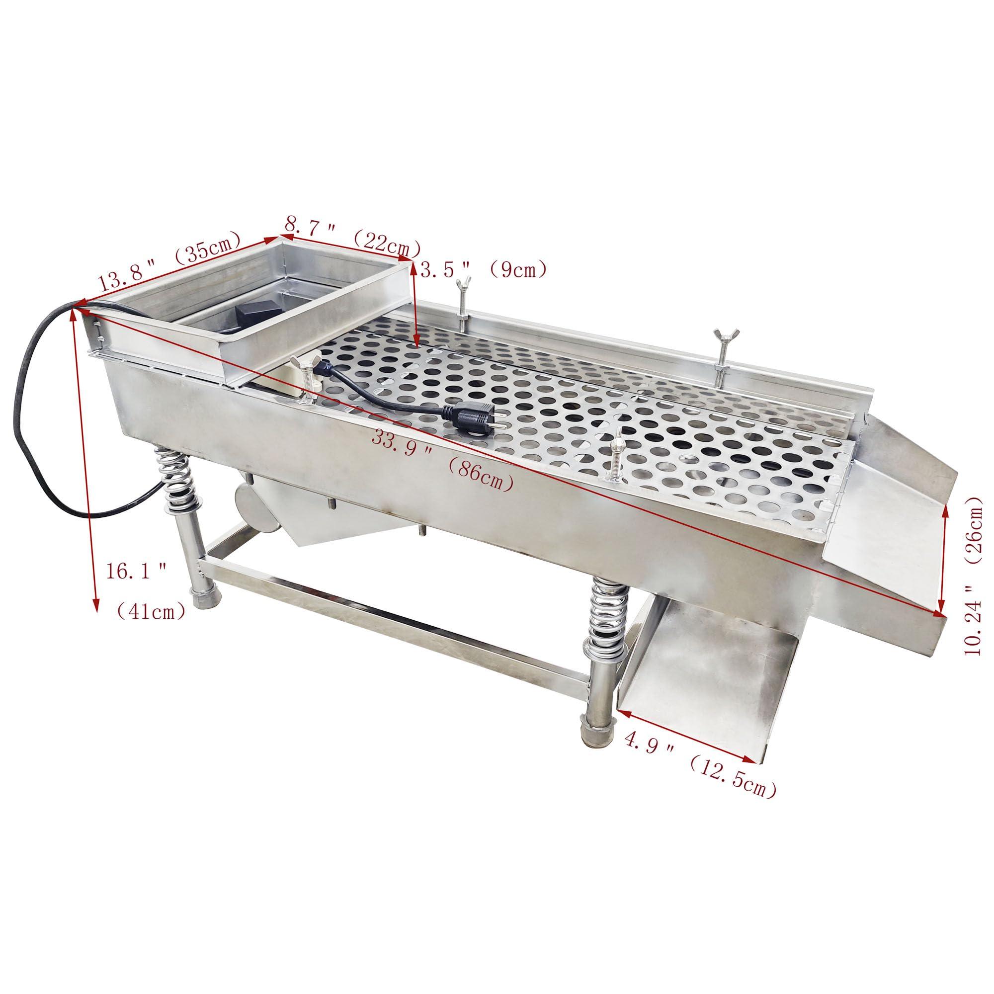 HQHAOTWU HQHAOTWU Linear Vibrating Screen Straight Vibrating Sieve Shaker Electric Linear Vibrating Sieve Machine JG30-75 Stainless Steel Vibrating Sieve 20mm Screen Single Layer with 1 Motor