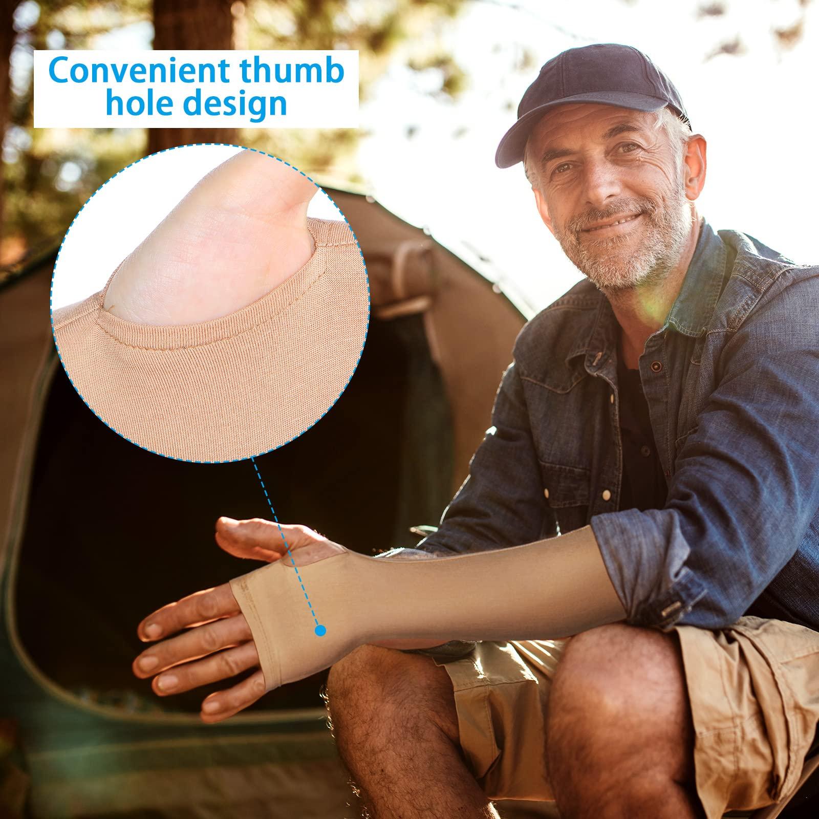 Coume Coume 2 Pairs Elderly Skin Protection Sleeves Arm Protector for Thin Skin Bruising for Men Women(Elegant Style,Medium)