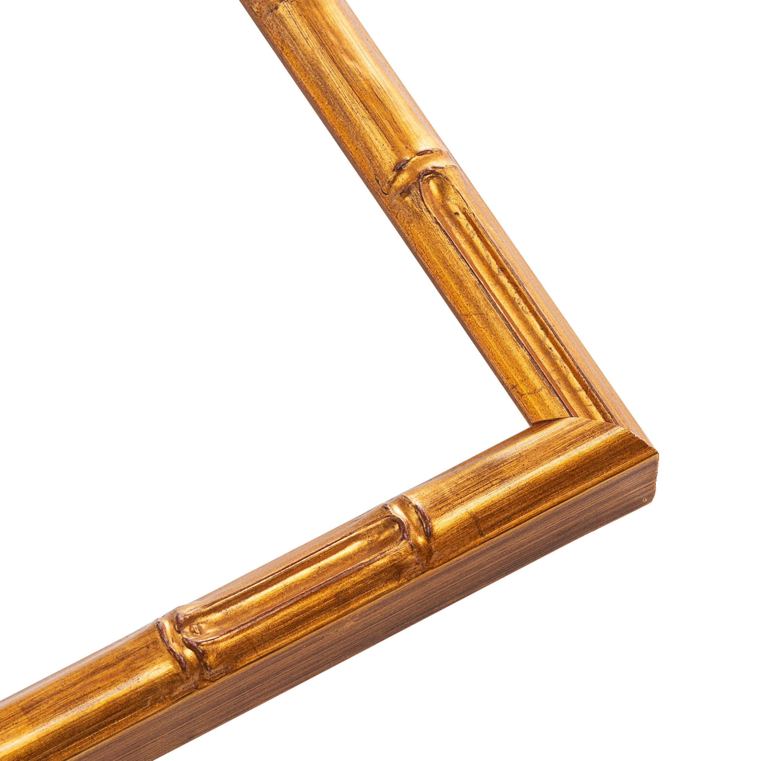 CountryArtHouse 10x15 Frame Gold Bamboo Picture Frame | 0.75 Inch Moulding Width | 0.625 Inches Rabbet Depth | Solid Wood Frame Complete with UV Acrylic Plexiglass, Foam Board Backing & Hanging Hardware