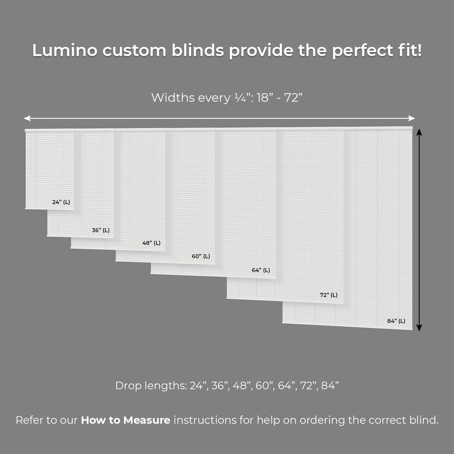 Lumino Cordless Room Darkening Mini Blinds for Indoor Windows - 67" W x 48" L - White, Over 1,400 Custom Sizes Starting at 9.97, 1" Vinyl Slats, Horizontal Window Blinds by Lumino
