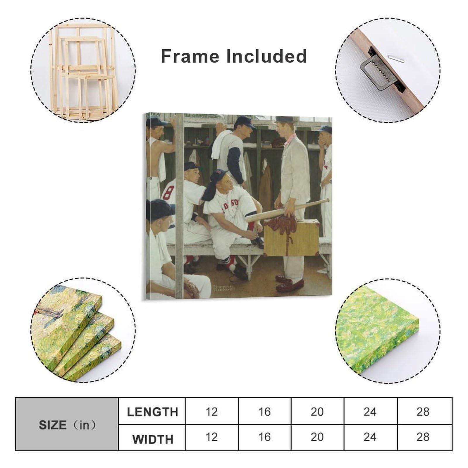 JU XIANG Norman Rockwell Prints The Rookie Illustration Reproduction Poster Art Poster Canvas Painting Decor Wall Print Photo Gifts Home Modern Decorative Posters Framed/Unframed 12x12inch(30x30cm)