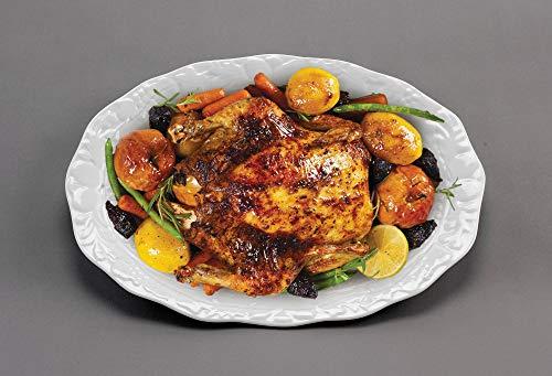 HIC Kitchen HIC Kitchen Turkey Embossed Serving Platter, Fine White Porcelain, Oversized