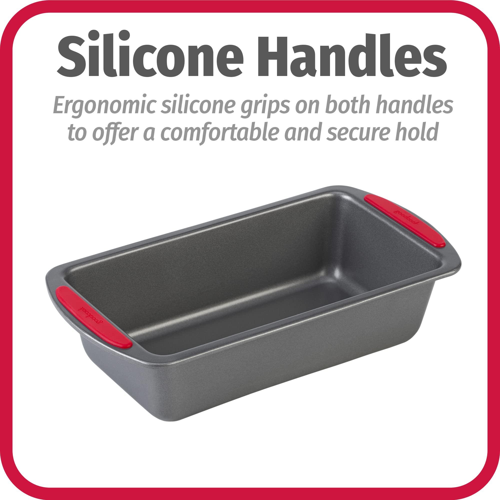 GoodCook GoodCook MegaGrip 9" x 5" Nonstick Steel Bread Loaf Pan with Silicone Grip Handles, Gray