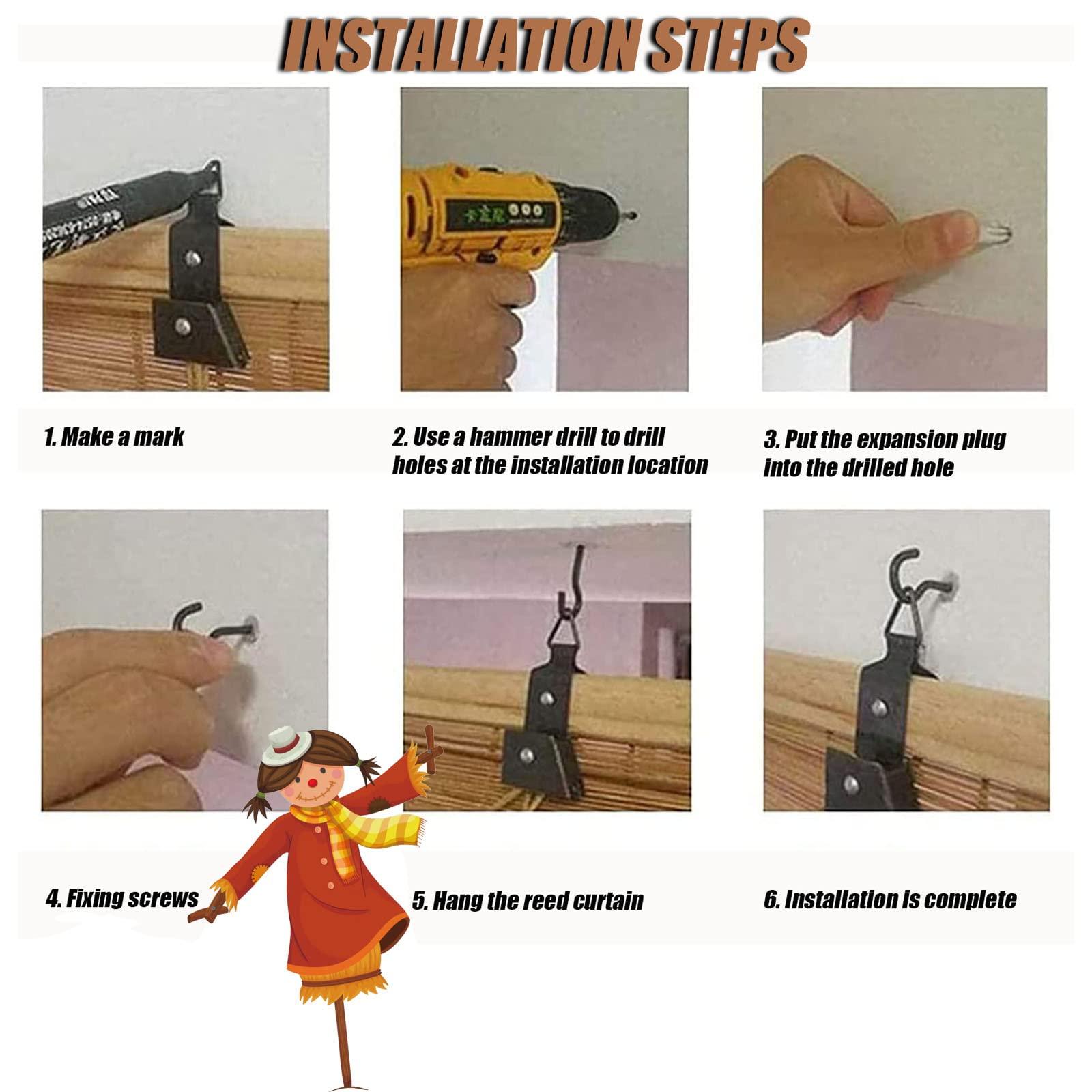 OCAZI Bamboo Roll-Up Shades - Outdoor Patio Blinds, 4183in Black