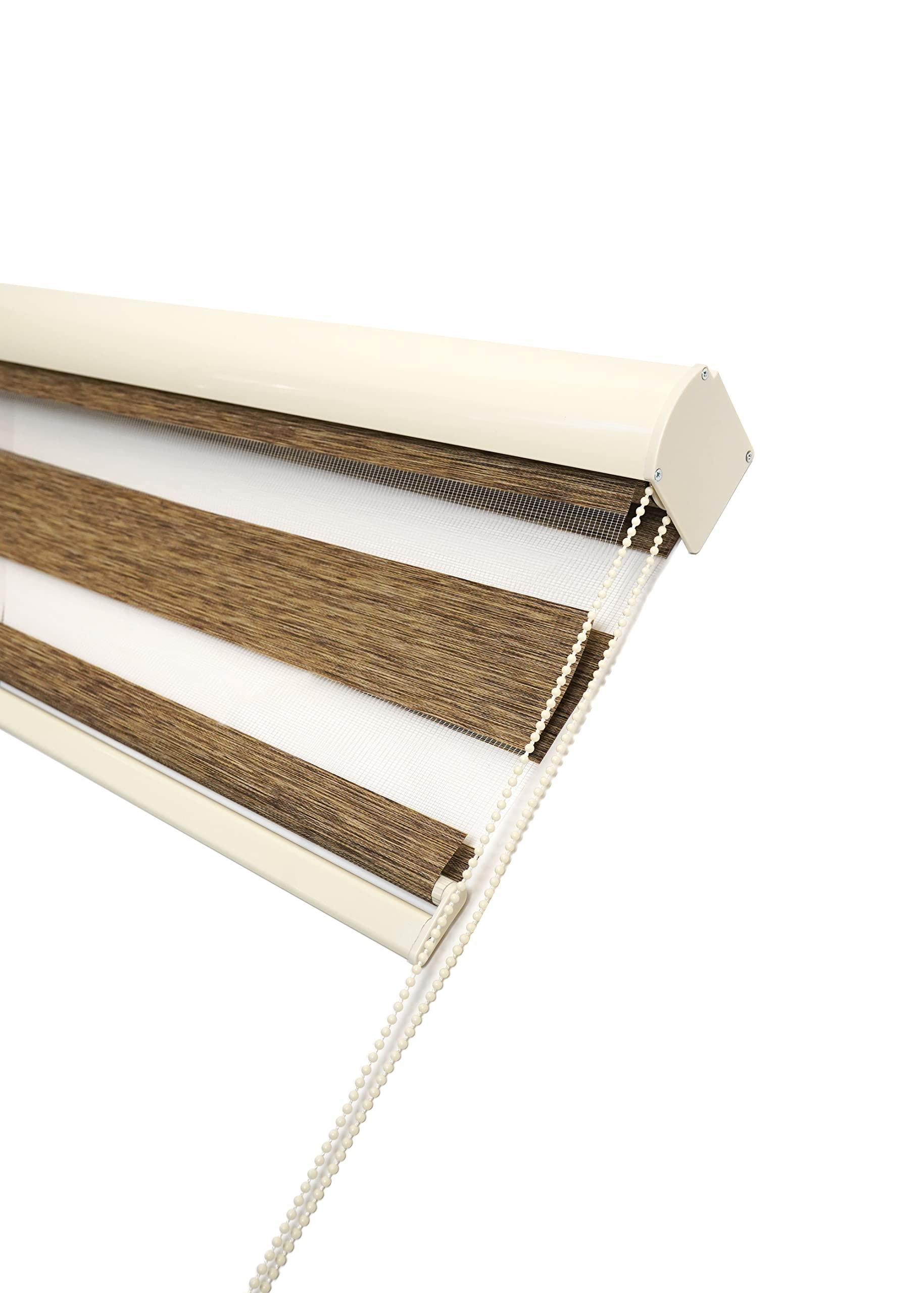 Pinecrest Home Goods Pinecrest Home Goods Dual Layer Light Filtering Roller Shades (Corded) (Brown, 71 W x 78 H)