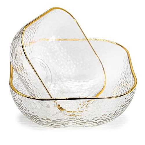 T TOSSOW TOSSOW Square Glass Mixing Bowl Set of 2, Serving Bowls All Purpose Transparent Salad Bowls, Condiment Bowls for Fruit, Snacks, Sauces, Popcorn and More