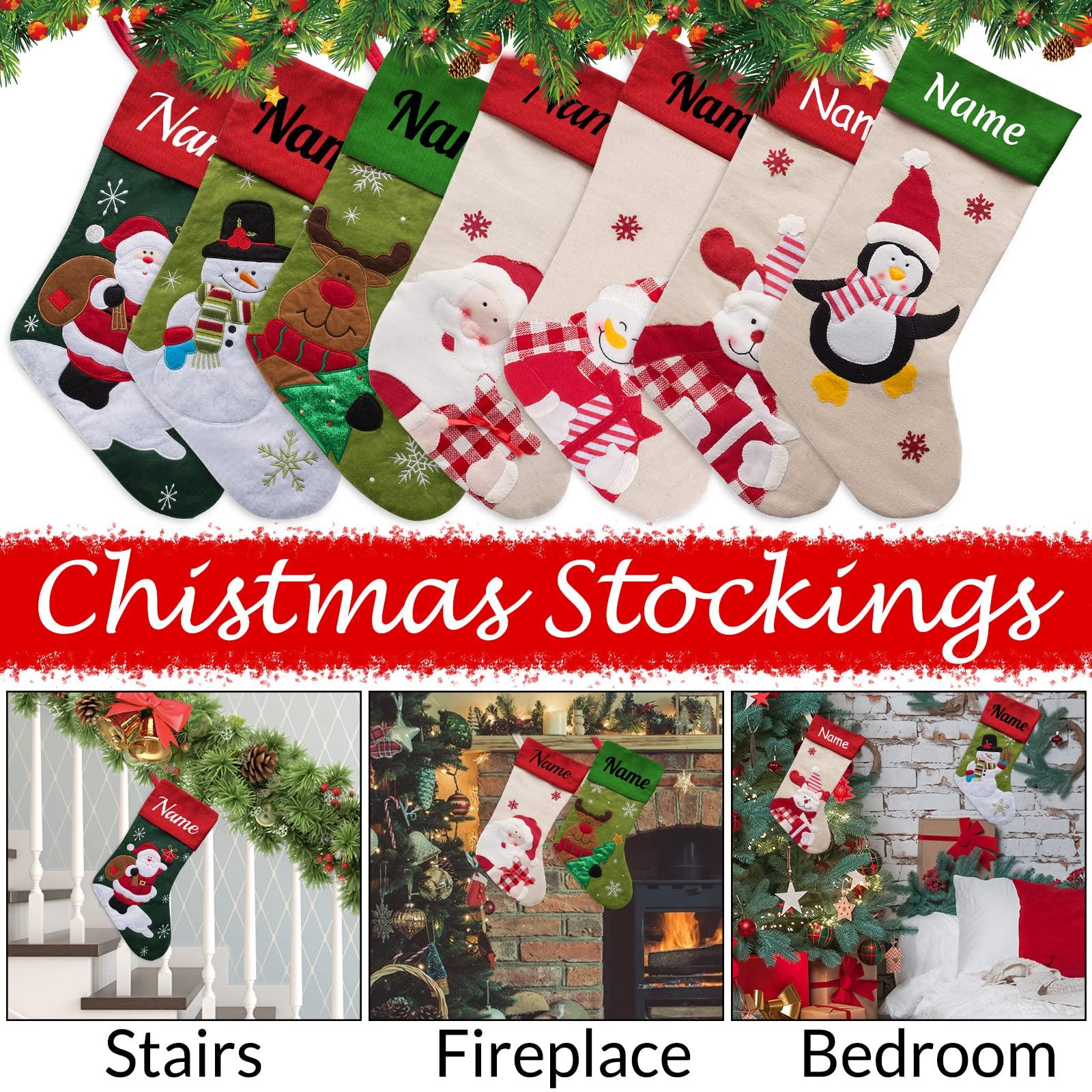 Westpearl Westpearl Christmas Stockings Personalized Set of 4 Custom Christmas Stockings Customized Xmas Stocking with Name Family Ornament for Xmas Holiday Decoration-White Mixed 4567