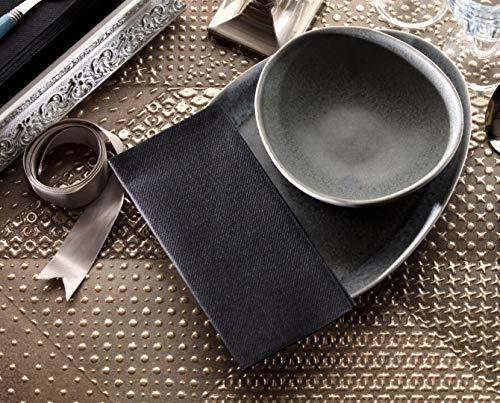 Moyes Home Black Paper Napkins | Linen Feel Guest Disposable Cloth Like Dinner Napkins | Hand Towels | Soft, Absorbent, Paper Hand Napkins for Kitchen, Bathroom, Parties, Weddings, Dinners Or Events | 50 Pack