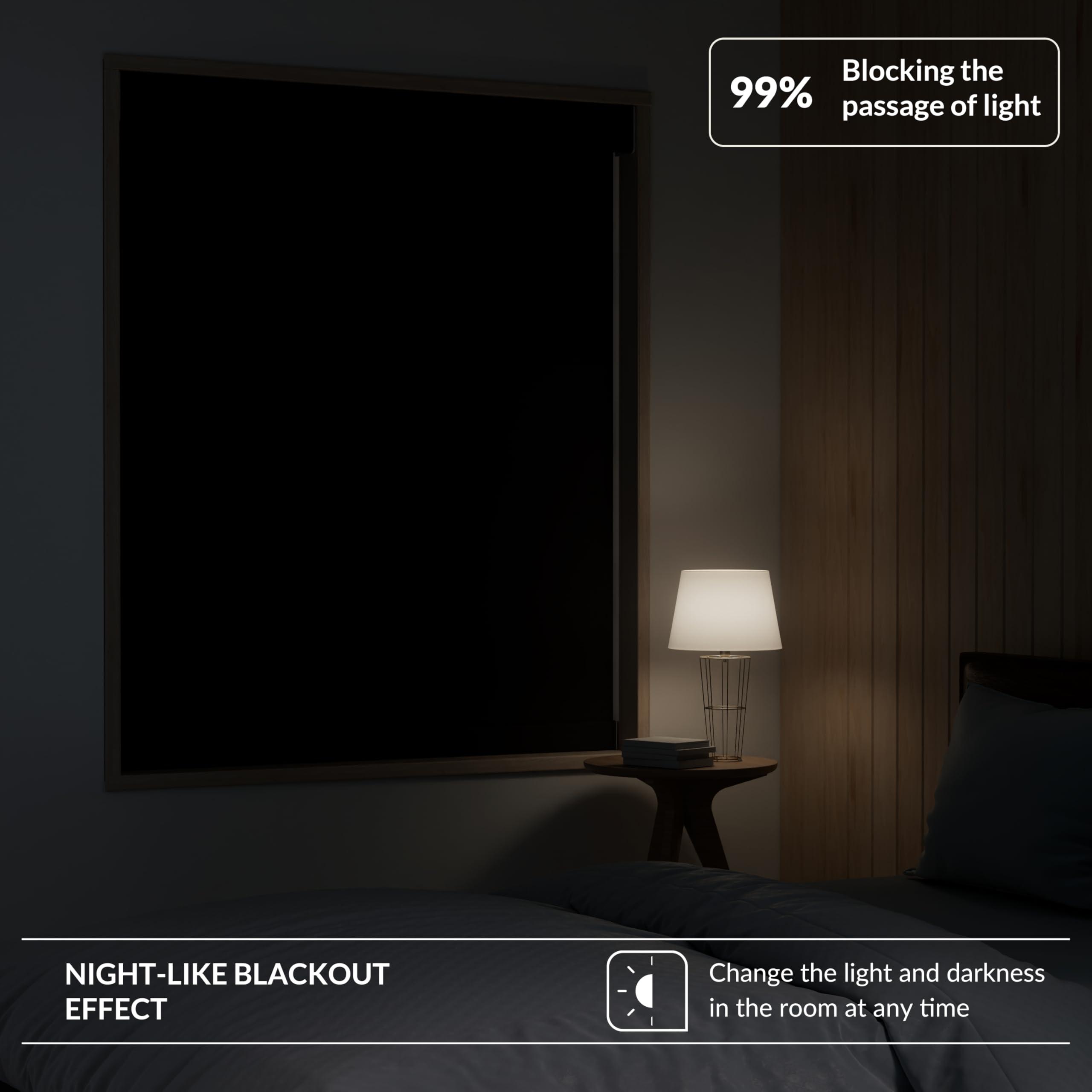 Boolegon Boolegon Blackout Roller Shades for Windows, Cordless Roller Blinds with Linen Fabric-Matched, Custom Roller Blinds for Home Office, Black Grey, 38" W x 64" H