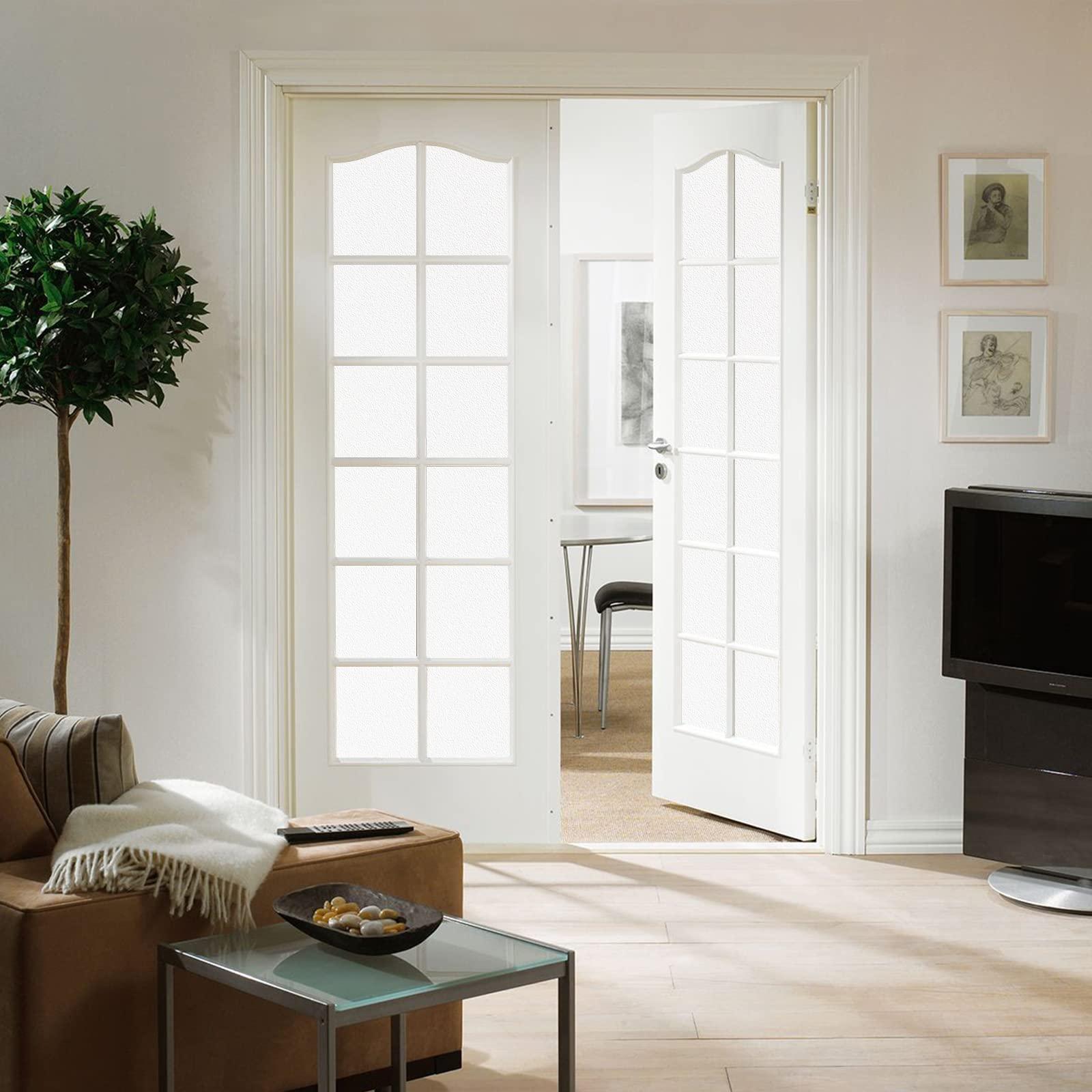 FILMGOO Filmgoo Window Privacy Film Decorate Tint Heat Control Vinyl Treatments Glass Coverings Security Door Stickers Texture Paper for Home and Office Decoration (Frosted-white, 17.7 Inch x 7.8 Feet)