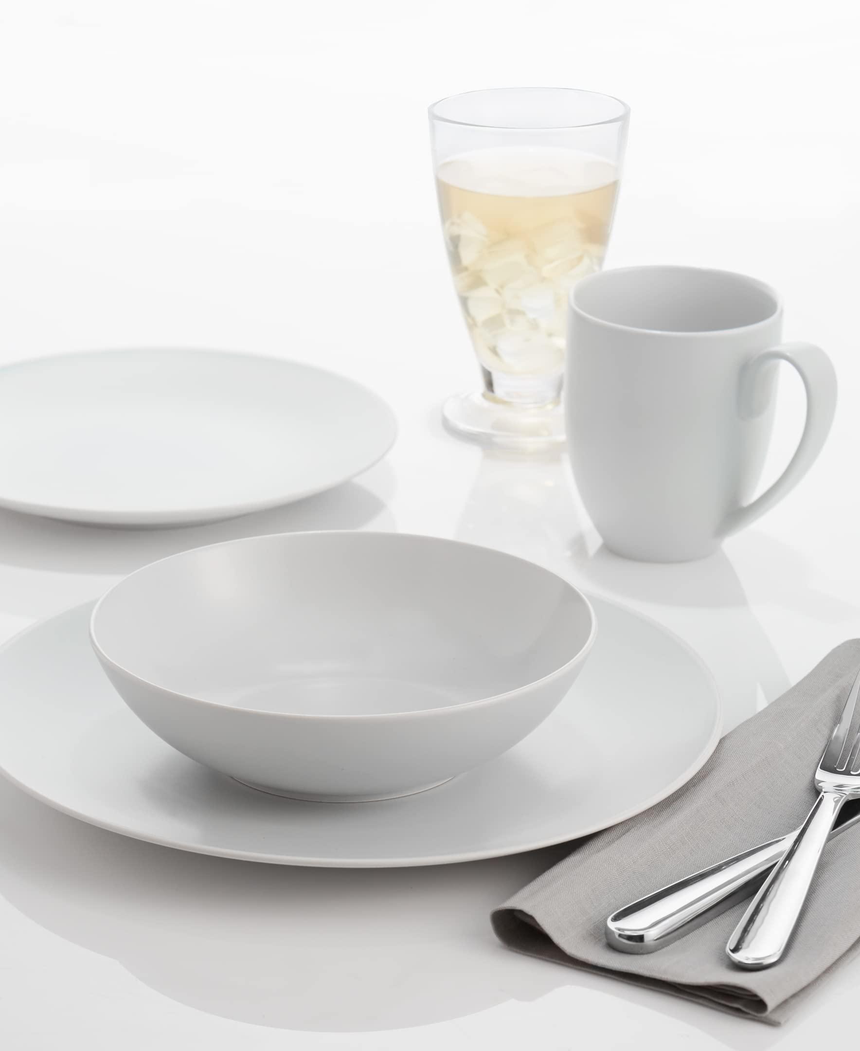 nambe Nambe - POP Collection - Chalk Colored Place Setting - 4 Piece Set Includes Dinner Plate, Salad Plate, Soup Bowl, and Mug - Designed by Robin Levien