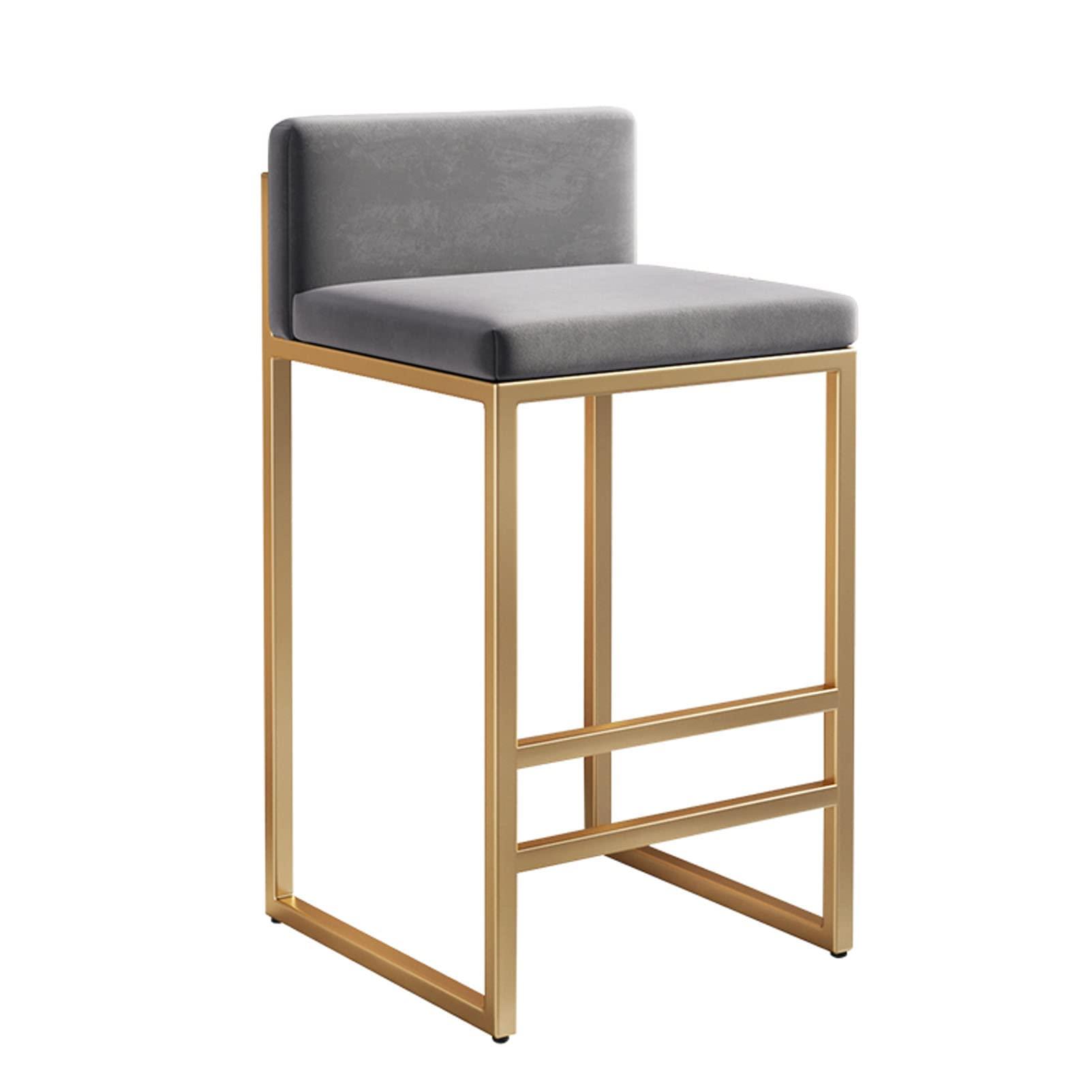 Lsoiup Bar Stools Set of 1/2 Modern Metal Bar Stools with Golded Footrest Velvet Dining Bar Chairs Seat for Kitchen Island
