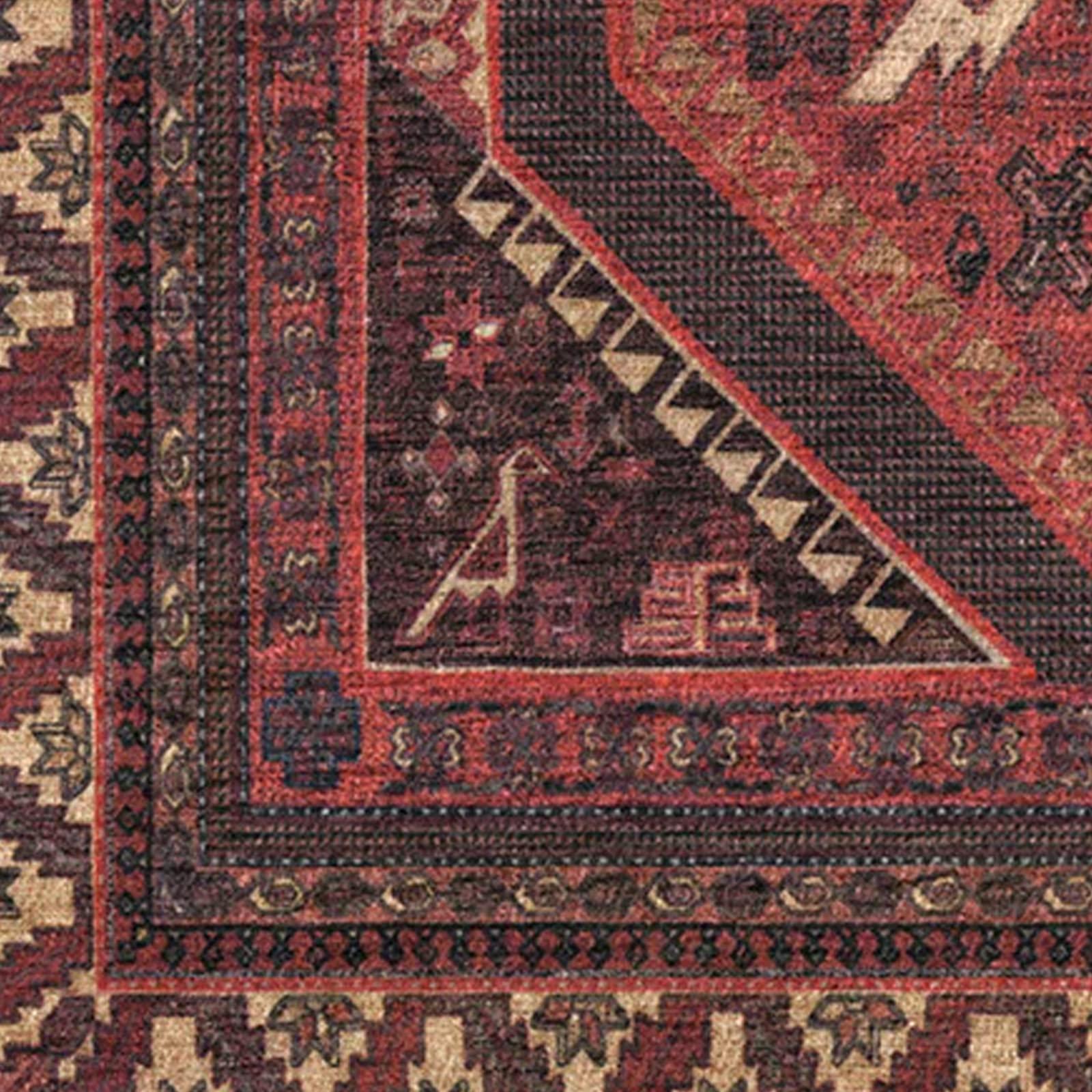 RUGGABLE Ruggable Washable 2x3 Area Rug, Zareen Scarlet Red, Premium Rugs for Living Room, Bedroom, Kitchen, Office, Classroom with Gripper Non Slip Pad