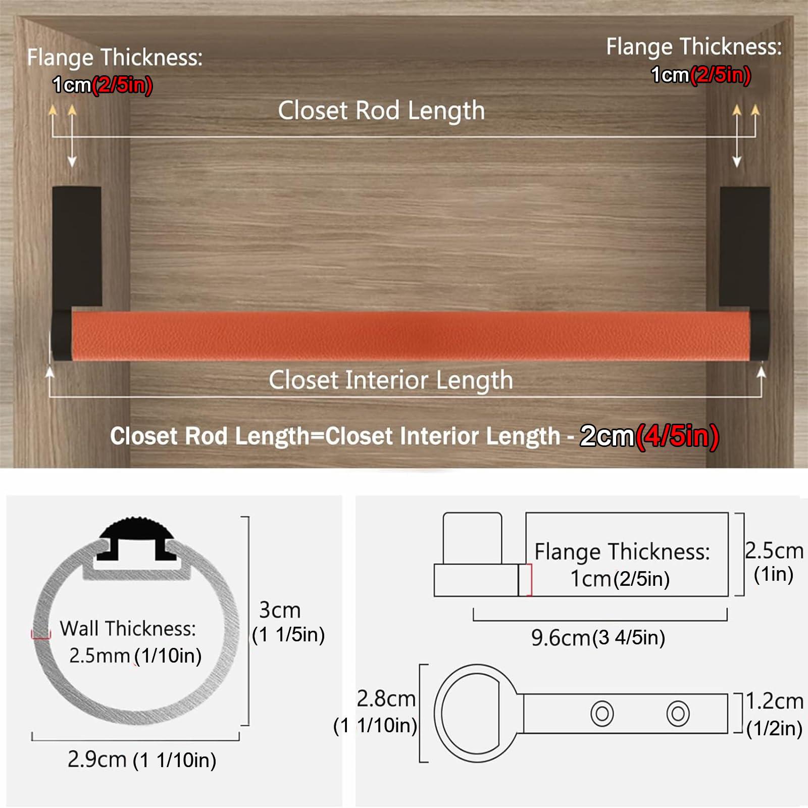 PIFUTER Round Closet Hanging Rod, Laundry Room Clothing Store Home Hotel Hanging Clothes Bar - 20-63in Custom Size, heavy duty Aluminum Wardrobe pole, with End Sockets & Screws (Grey,L:42in)