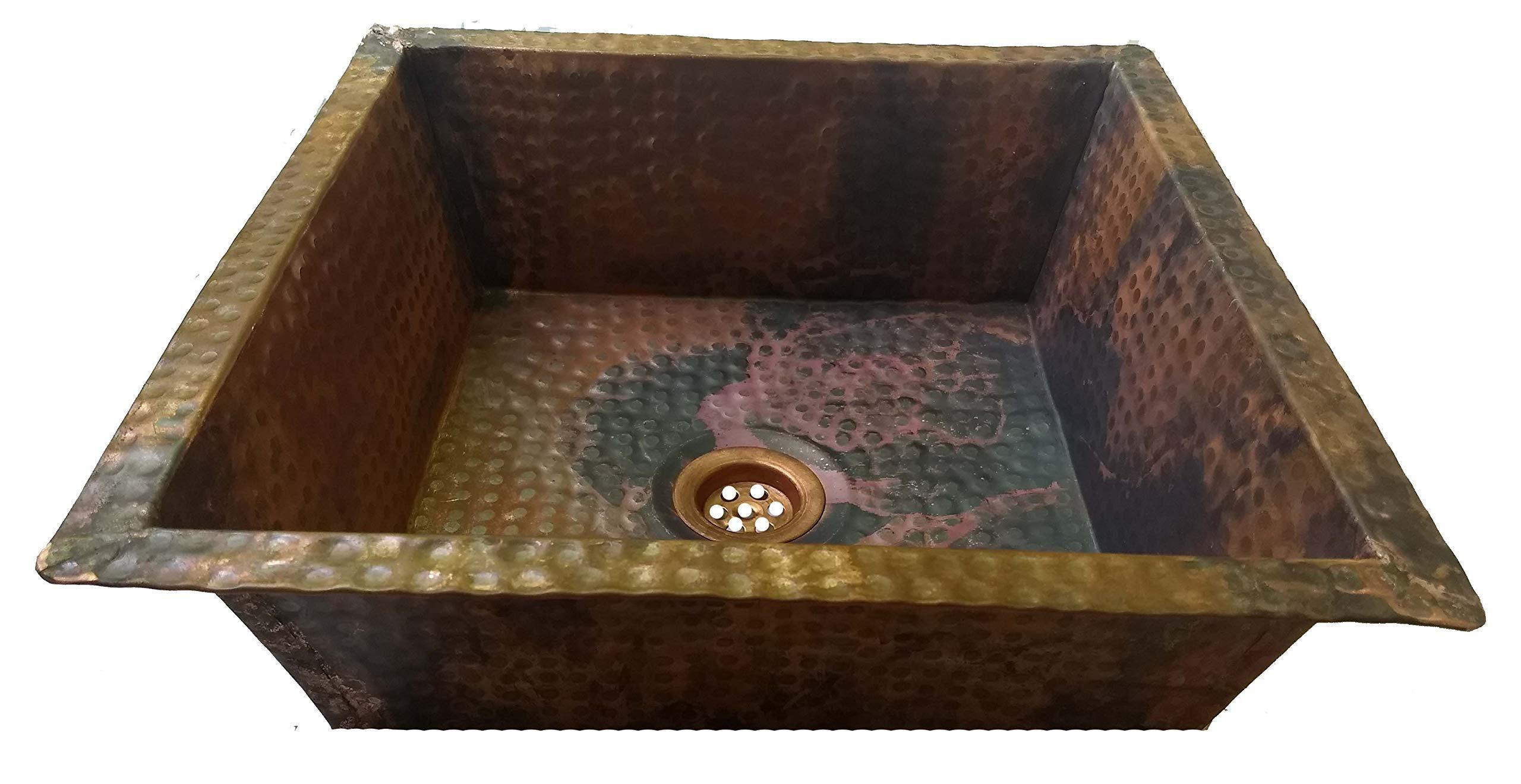 Generic Fire Treated Vintage Look Rustic Copper Kitchen Bathroom Undermount Square Sink