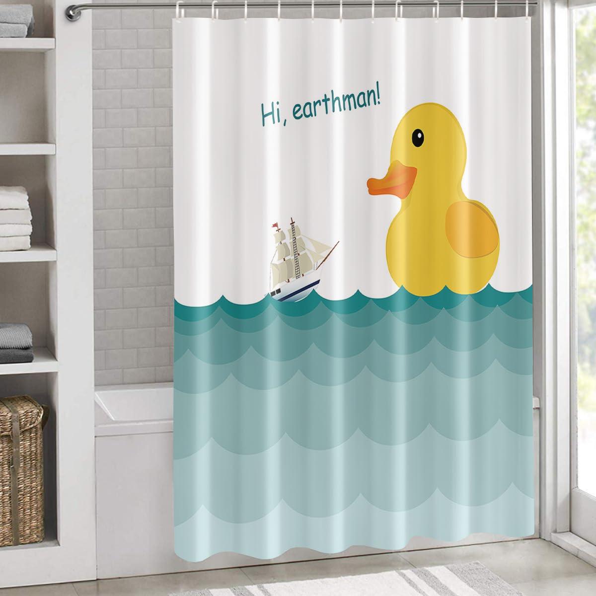 DOME-SPACE DOME-SPACE Shower Curtain for Bathroom,Washable Waterproof Cloth Shower Curtains Lovely Giant Rubber Duck Machine Washable Waterproof Fabric, 72X78 Inches