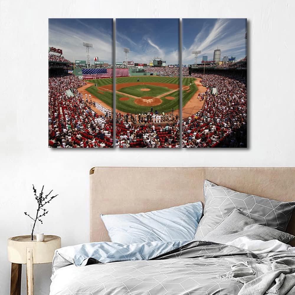 TUMOVO American Baseball Pictures Canvas Wall Art for Living Room Fenway Park in Boston Large Wall Art Modern Artwork Contemporary Home Decor Print On Canvas Ready to Hang for Bedroom Office 60"Wx40"H