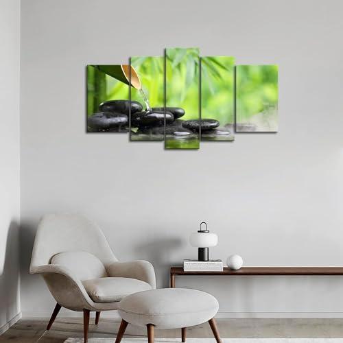 First Wall Art 5 Panel Zen Wall Art Green Spa Still Life with Bamboo Painting The Picture Print On Canvas Botanical Pictures for Home Decoration