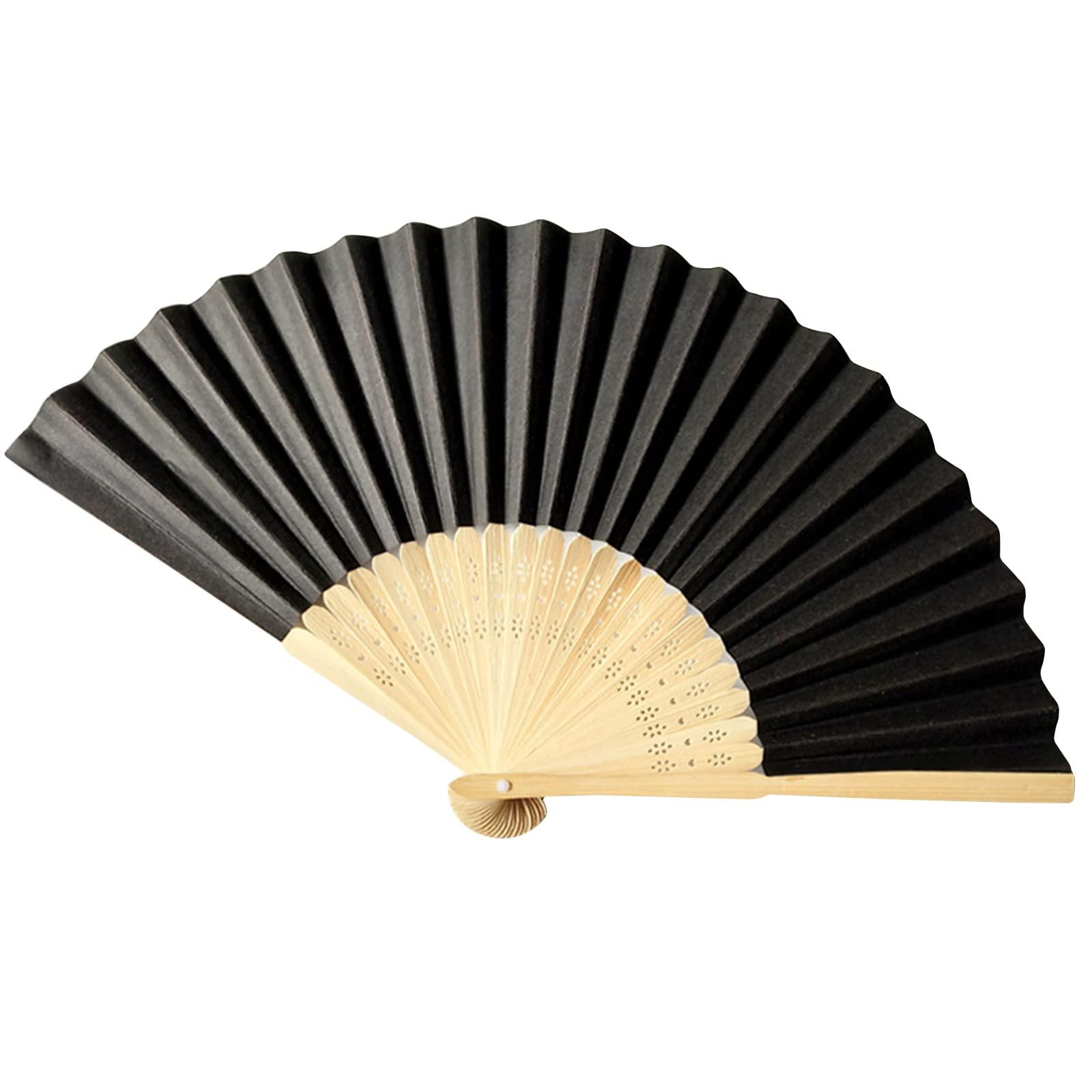 DFDG 95PCS Black Personalized Folding Hand Fans Bulk Customized Hand-held Paper Fans for Birthday Party, Wedding and Home Decoration Personalized Custom Hand-held Fans for Guests