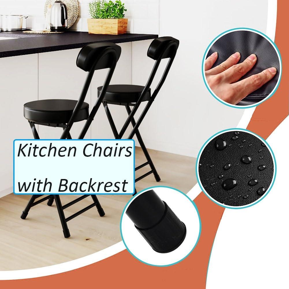 D Ger Store 18inch Cushioned Padded Folding Bar Stool, Portable Chair Stool with 220lbs Capacity, for Kitchen Living Room Garden Camping