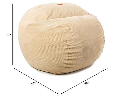 CordaRoy\'s CordaRoy\'s Corduroy Bean Bag Chair, Convertible Chair Folds from Bean Bag to Lounger, As Seen on Shark Tank, Khaki - Queen Size