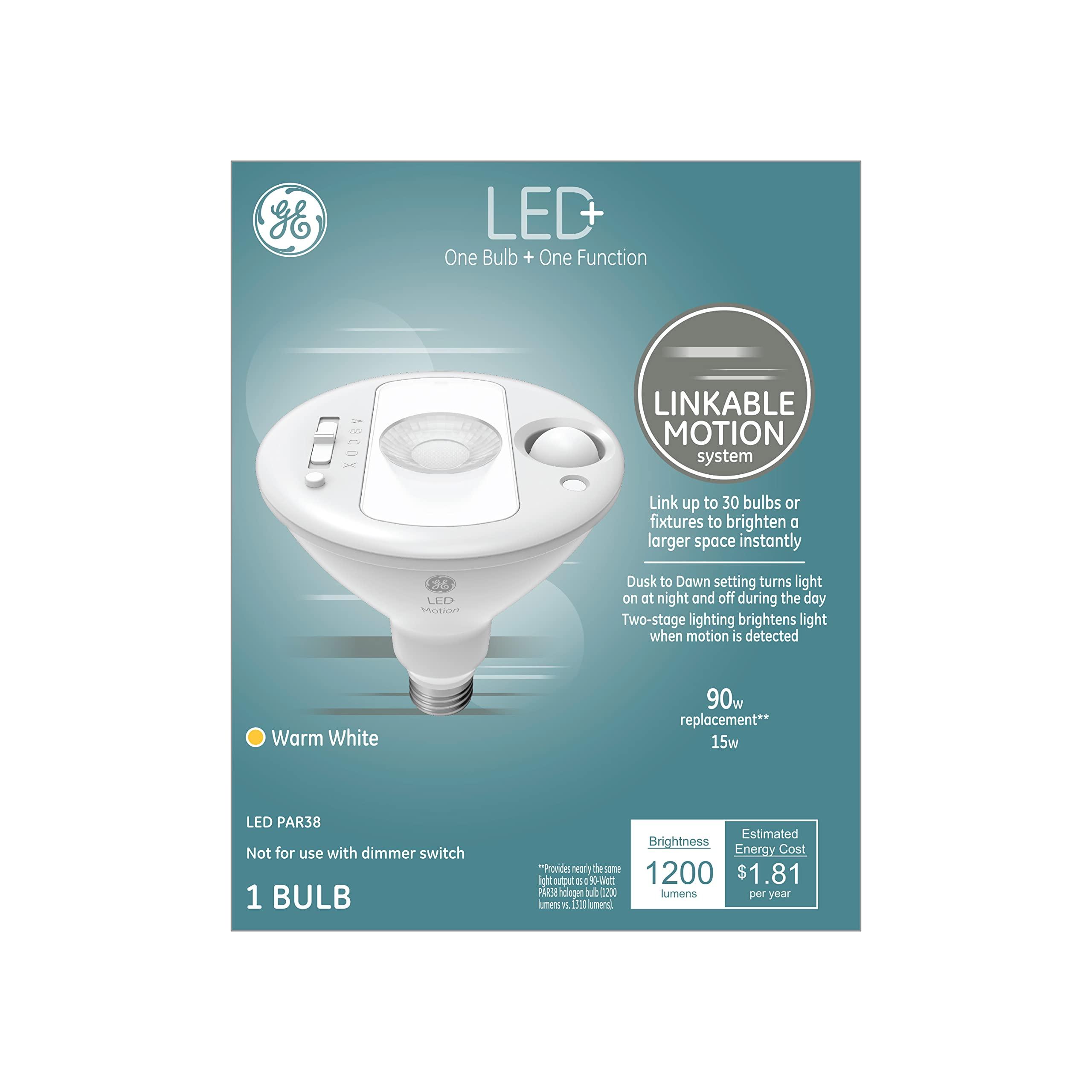 GE GE Lighting LED+ Outdoor Security Flood Light Bulb with Motion Sensor, Warm White, Dusk to Dawn Setting, Medium Base, 90 Watt Replacement, 1 Count (Pack of 1)