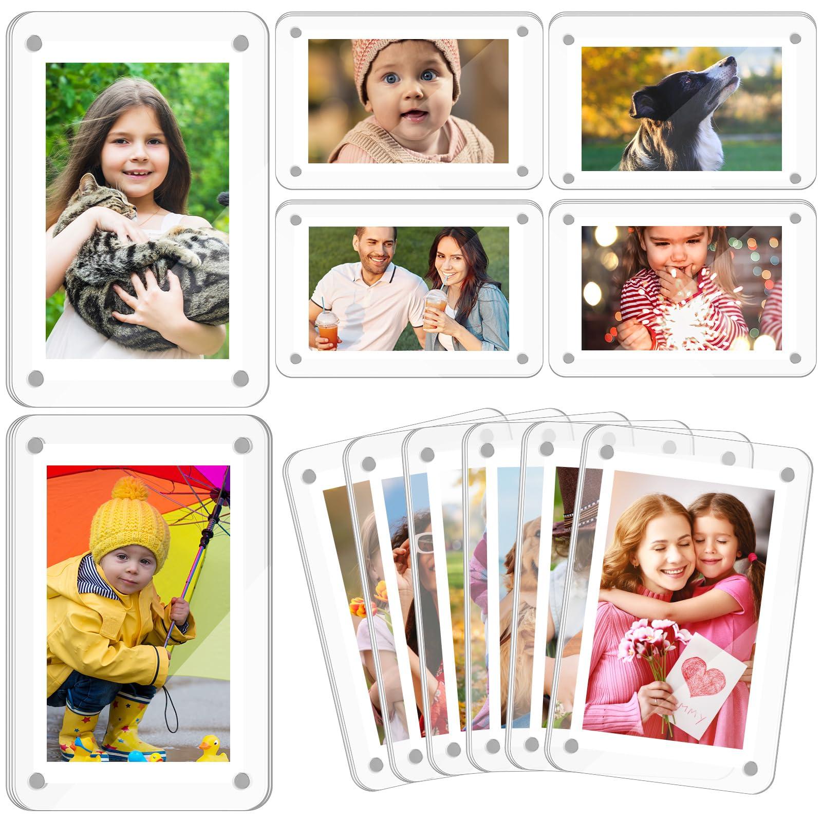Remerry Remerry 48 Pcs Acrylic Magnetic Photo Frame Mini Picture Frame Double Sided Clear Fridge Magnetic Display for Film Photos Cards Stamp Gift for Family Friend Christmas (2.36 x 3.5 Inch)