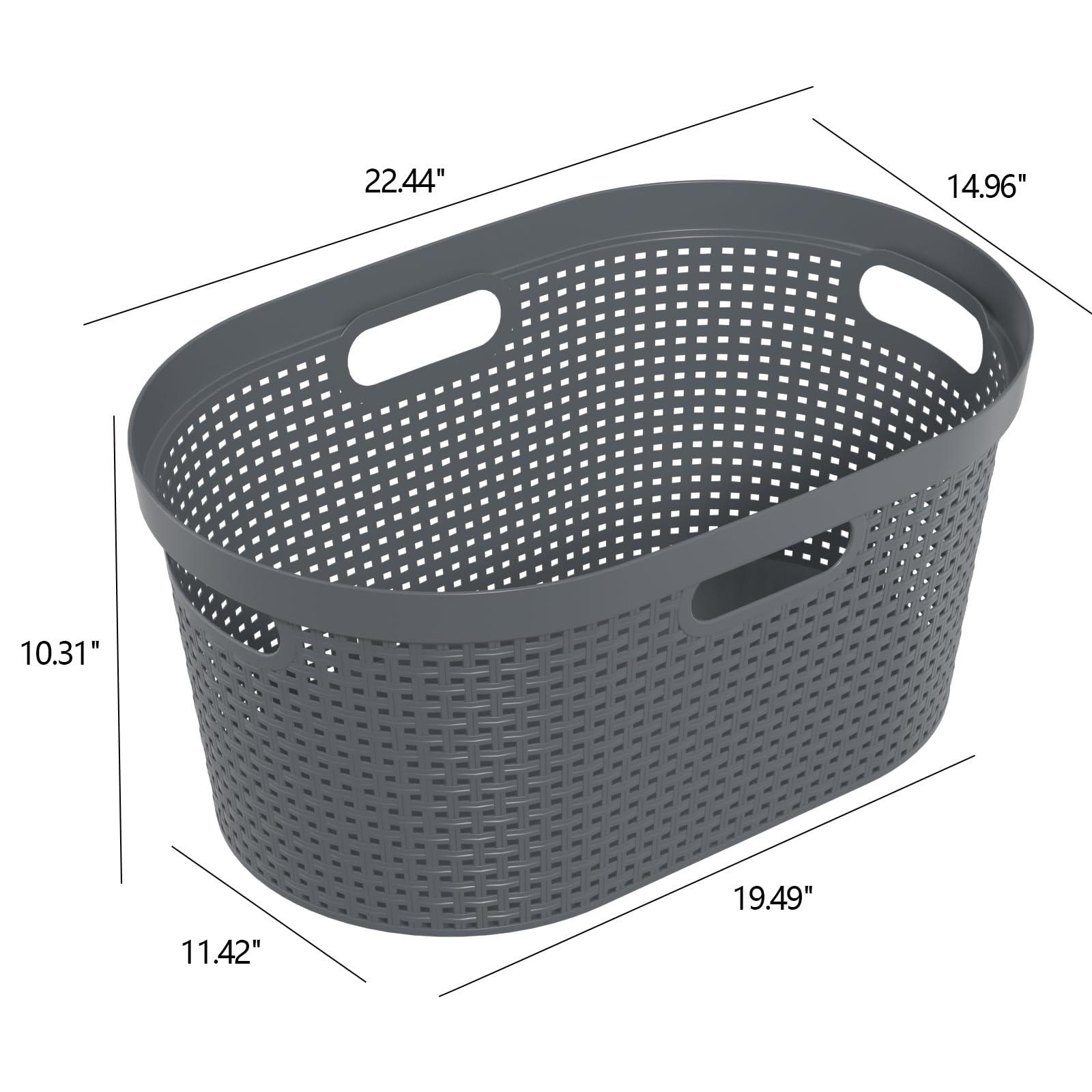 Dehouse Dehouse 40 L Large Plastic Laundry Basket with Handles, 4 Pack Plastic Clothes Laundry Basket, 22.44\" L x 14.96\" W x 10.31\" H, Gray