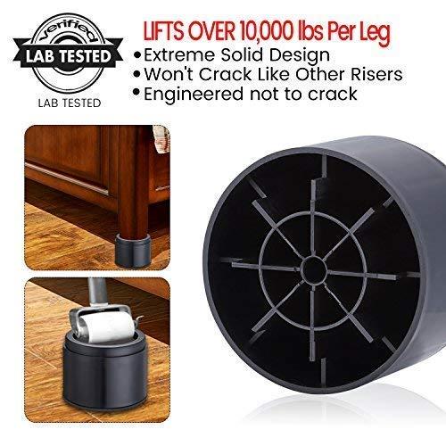 iPrimio iPrimio Bed Risers - Round, 3 Inch Lift, Heavy Duty, 6 Pack, Up to 10000lbs - Bed Raising Blocks, Furniture Risers - Safe, Sturdy Bed Lifts for College Dorm Rooms, Couches, Tables, Desk Riser