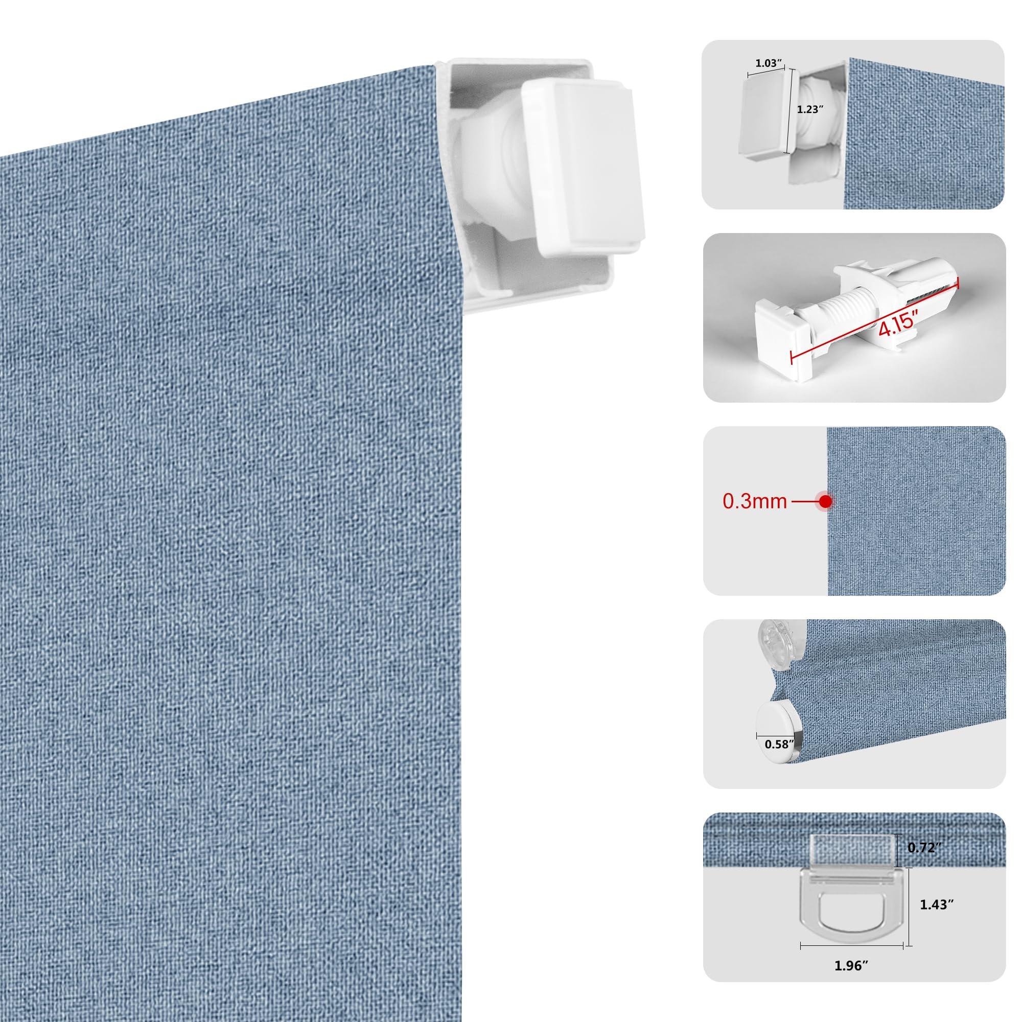 BERISSA BERISSA No Drill Cordless Roman Shades for Window, Blackout Roman Blinds Room Darkening Roll up Blinds Easy Install Linen Roman Window Shades for Inside Mount,35" W x 66" H,Jacquard Blue