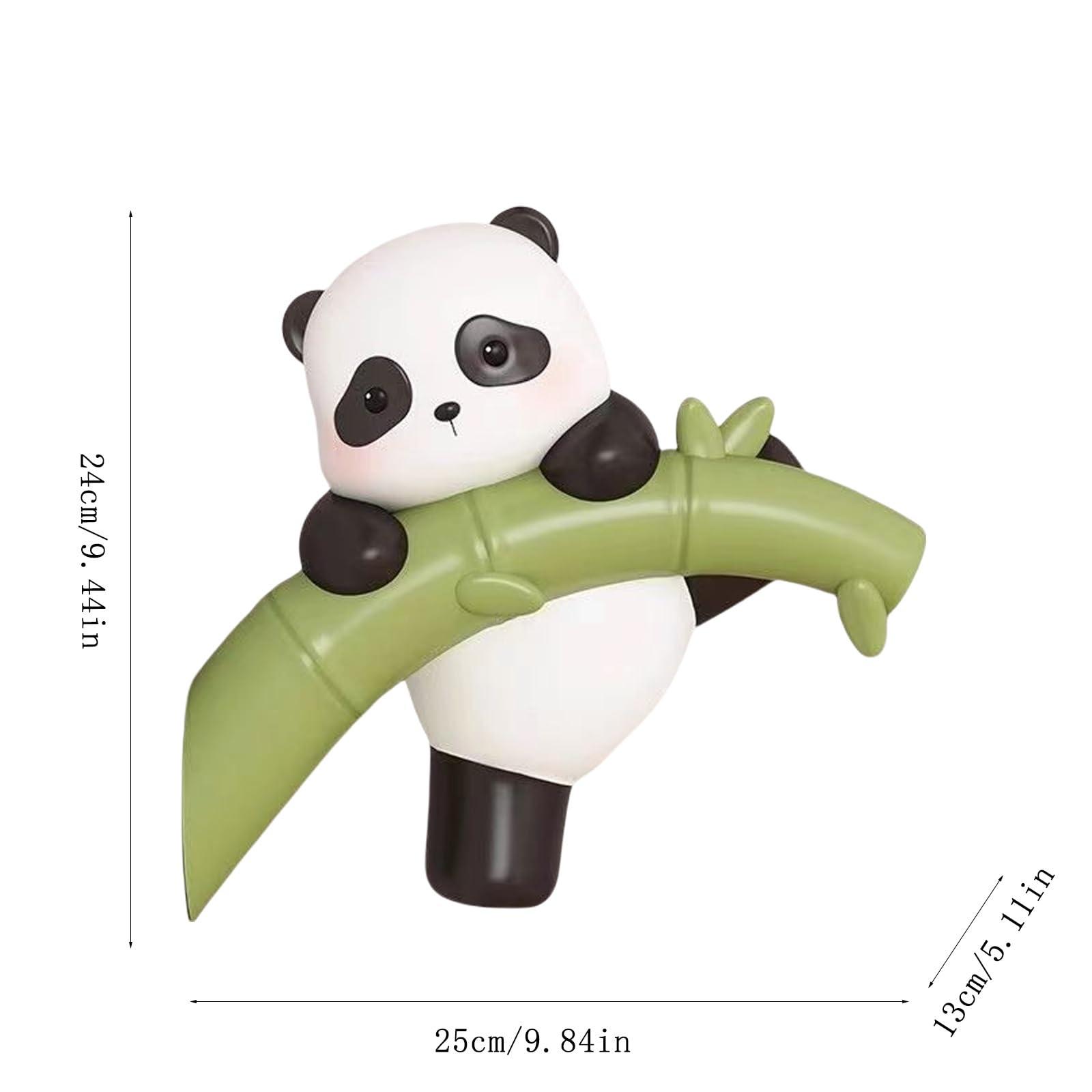 Whbbbj Whbbbj Panda Bamboo Wall Decoration, Panda Bamboo Wall Hanging Sculpture, Creative Panda Wall Decor, Panda Bamboo Staue Ornament, Modern Resin Panda Statues, for Room Bedroom Wall Decoration Pendant