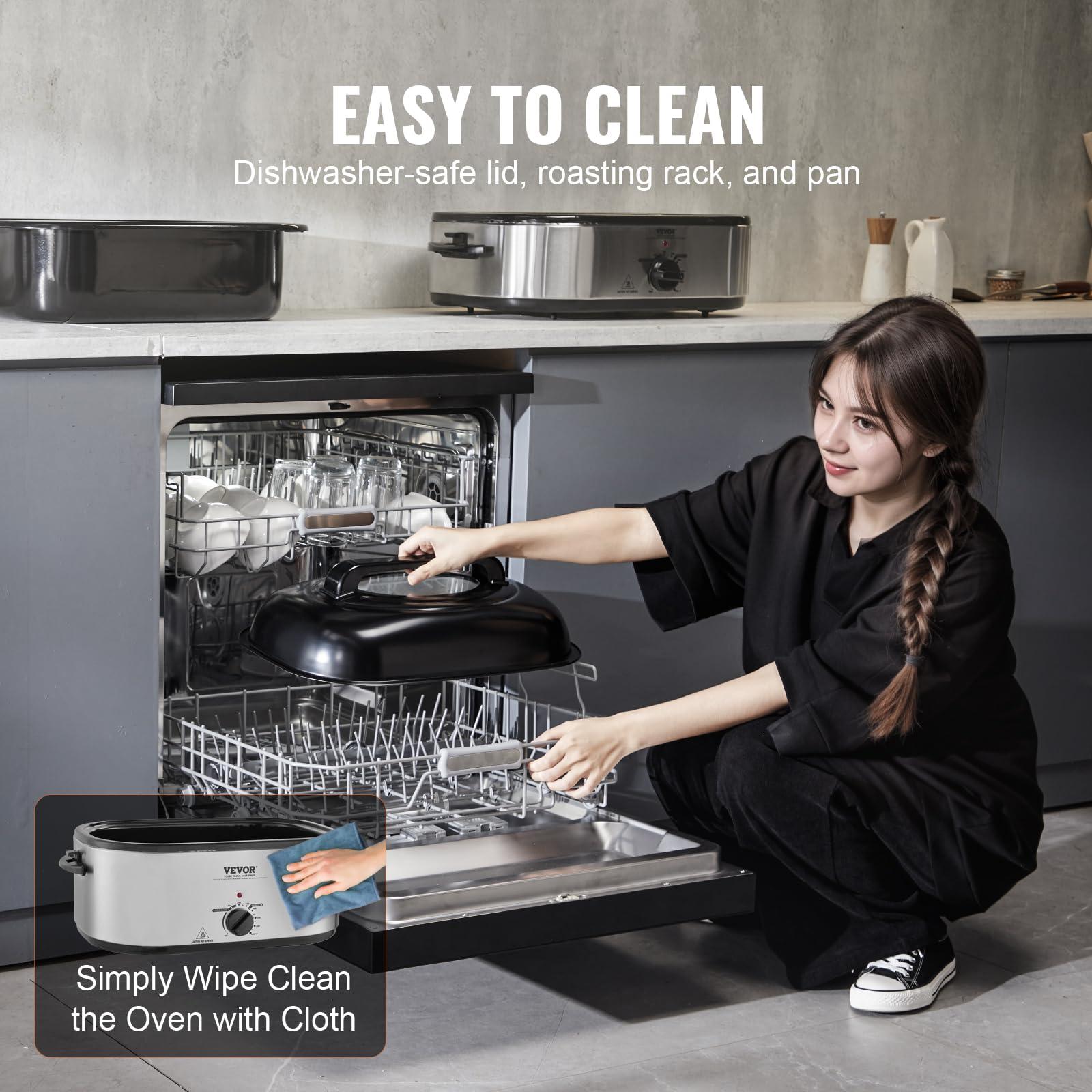 VEVOR VEVOR Electric Roaster Oven, 26 QT Turkey Roaster Oven with Self-Basting Lid, 1450W Roaster Oven with Defrost & Warm Function, Adjustable Temperature, Removable Pan & Rack, Fits Turkeys Up to 30LBS