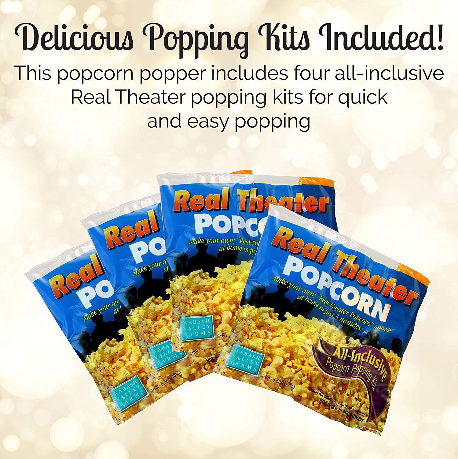 Wabash Valley Farms Original Whirley Pop Popcorn Maker - 6 Quart Stovetop Popcorn Popper With Four Popping Kits, Aluminum Popcorn Pot With Metal Gears, Wabash Valley Farms Stove Top Popcorn Maker, Popcorn Pan (Silver)