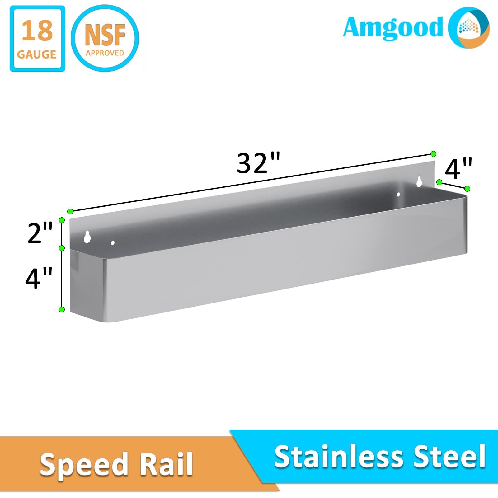 AmGood AmGood 32\" Single Tier Stainless Steel Speed Rail Rack for Commercial Bars, NSF