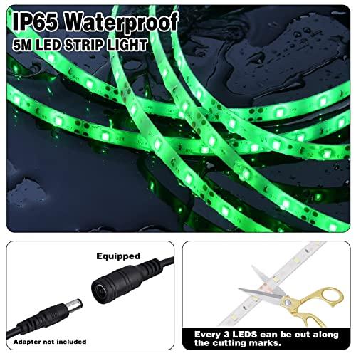 iNextStation iNextStation 12V LED Light Strip IP65 Waterproof Green LED Strip Lights 16.4ft/5m Cuttable 300 SMD 2835 LED Tape Flexible Led Lights for Bedroom Outdoor Indoor Decor (Power Adapter not Included)