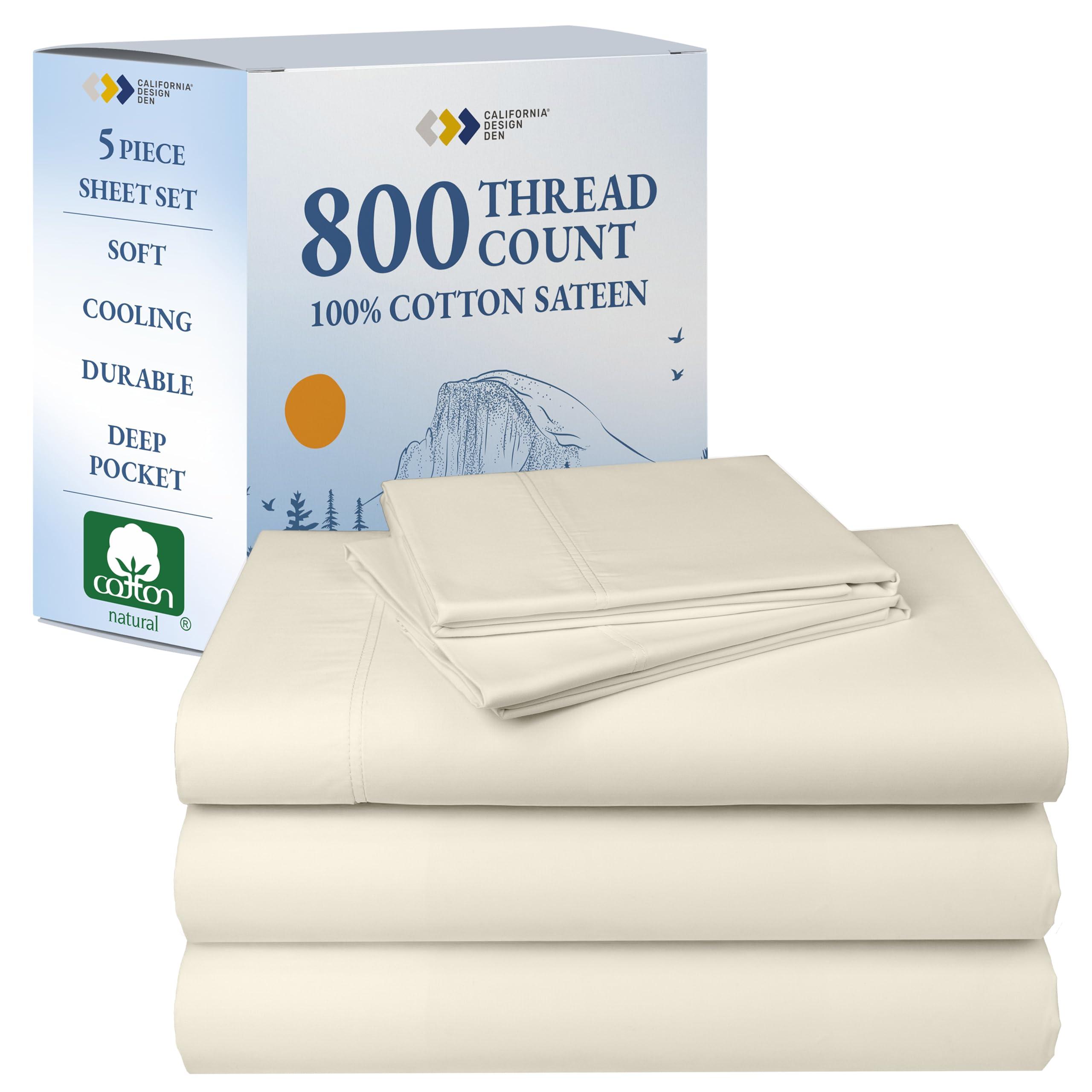 California Design Den California Design Den Luxury Split King Sheets Sets for Adjustable Bed -Buttery Soft 800 Thread Count 100% Cotton Set -Beats Fake Egyptian Claims,Bedding Set with Durable Twin XL Fitted Sheets (Ivory)