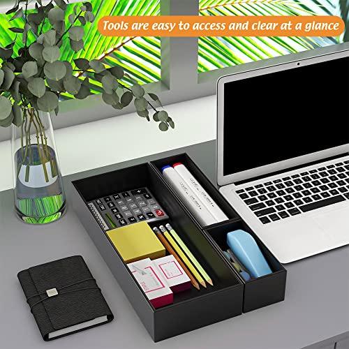 Bambloom Black Bamboo Drawer Organizer - Silverware&Utensil Holder Organizer for Kitchen Drawers, Multi-Use Drawer Dividers Boxes for Bathroom CounterCabinet, Garage, Office Desk, Makeup, Jewelry (15\"6\"2.5\")