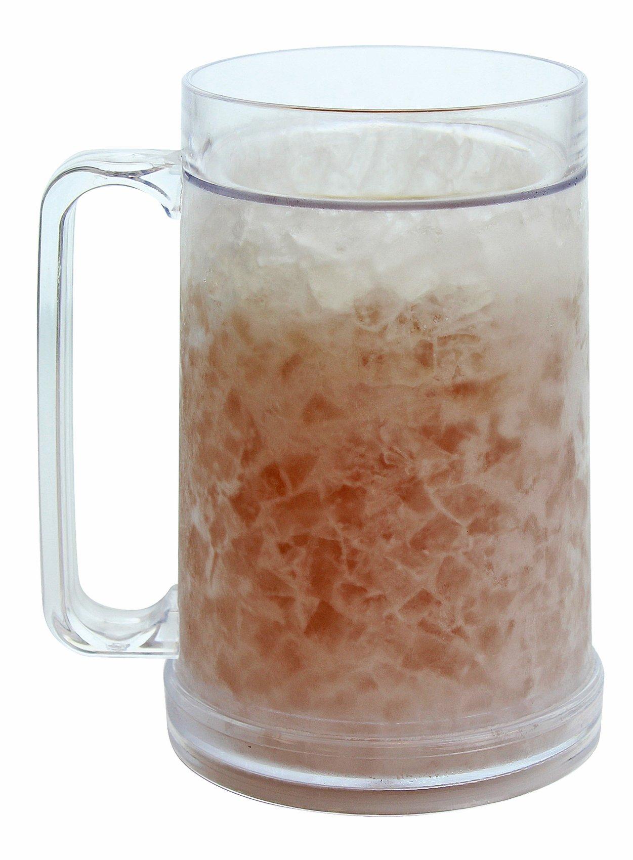 Ziggy V Freezer Mugs Double Wall Gel Frosty Freezer Mugs, Cups Drinking Glass Beer Ice Mugs for Freezer Beer Mugs with Handle 16oz Freezable Beer Mug (2)