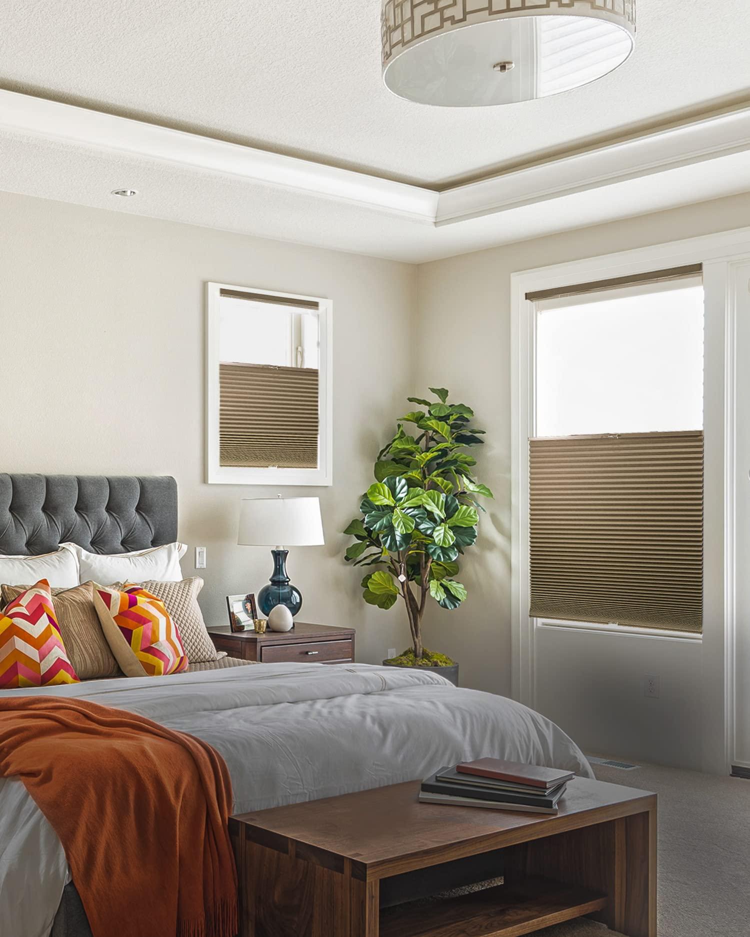 CHICOLOGY CHICOLOGY Cellular Shades, Top Down Bottom Up Shades, Blinds for Windows, Window Shades for Home, Door Blinds, Window Coverings, Cellular Blinds,Barnwood - Blackout, 23.5" W x 48" H