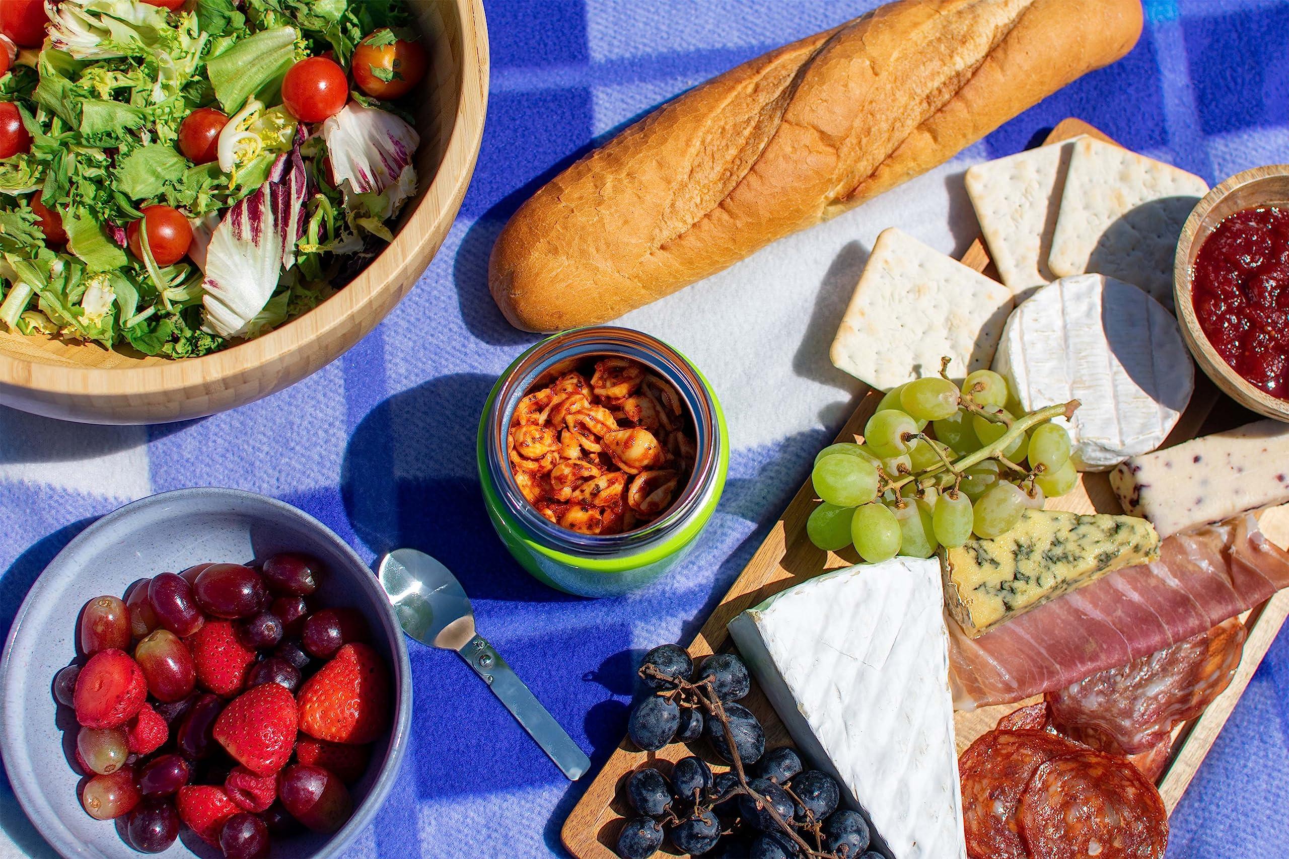 Grunwerg Pioneer Vacuum Insulated Leakproof Soup/Food Flask with Spoon, 8 Hours Hot 24 Hours Cold, Green, 580 ml