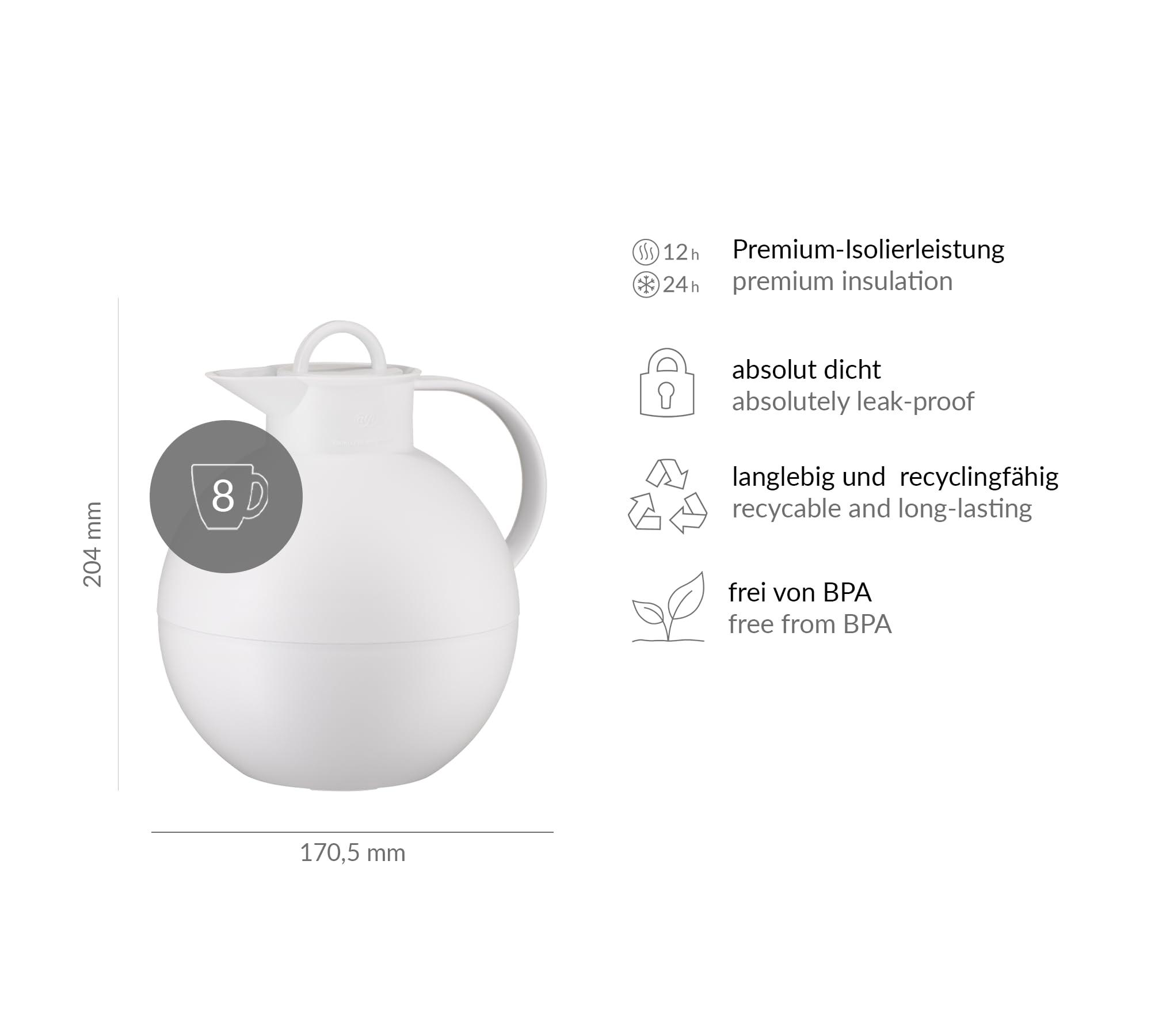 Alfi alfi Kugel Insulated jug, 0,94 Liter, White Covered