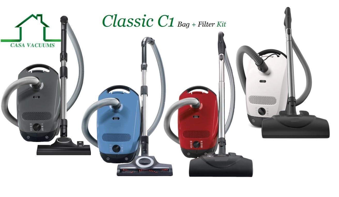 Casa Vacuums 10 GN Bags Compatible with Miele Classic C1 - Complete C2 - Complete C3 - S2 - S5 - S8 - [S800 - S858] - [S600-S658] - [S400i - S456i] Canister Vacuum Cleaners. Includes 4 Filters 3D Technology.