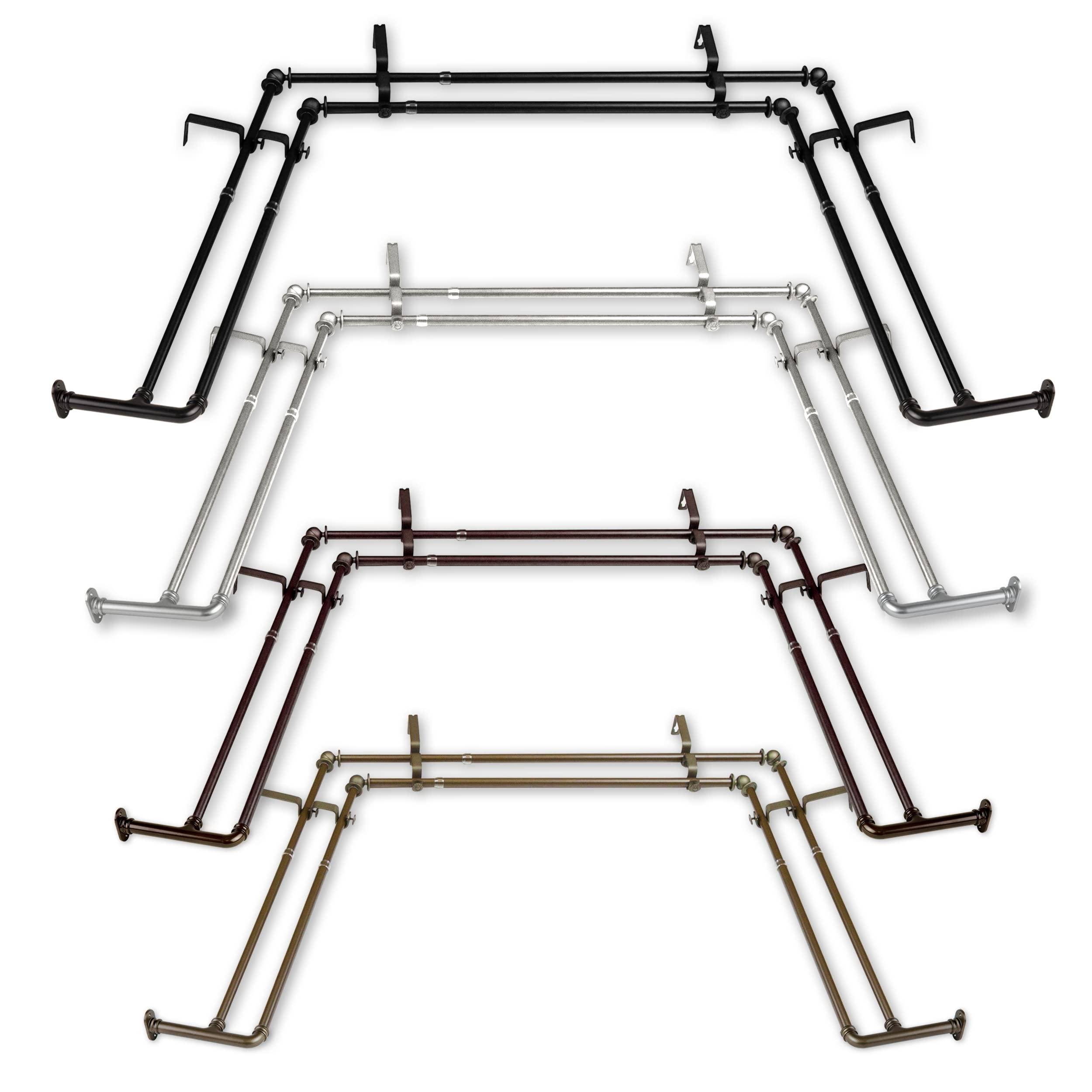 Rod Desyne Rod Desyne 5/8 inch Blackout Double Bay Curtain Rod, 20"-36", 38"-72", Antique Brass