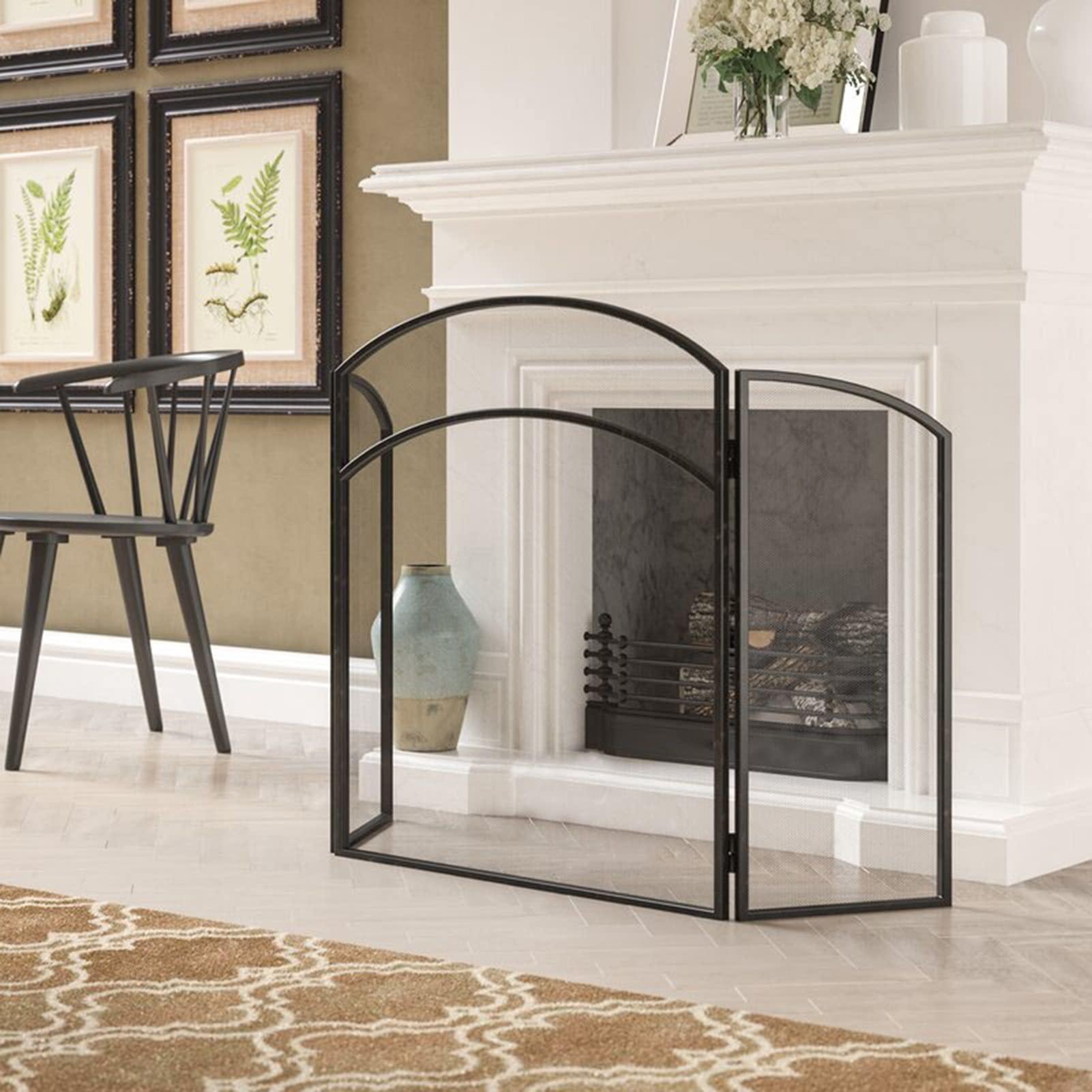 SDdPulse SDdPulse Simple Fireplace Screen Door Foldable, Wrought Iron Mesh Fire Spark Guard for Coal Firing Stove/Wood Firing Hearth, 12681cm,