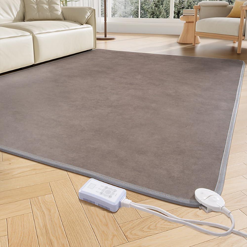 vhdurike vhdurike Extra Large Heated Floor Mat, Adjustable Temperature Electric Heated Foot Warmers, Radiant Heated Area Rug, Carbon Crystal Heating Pad for Office Home,150x200cm