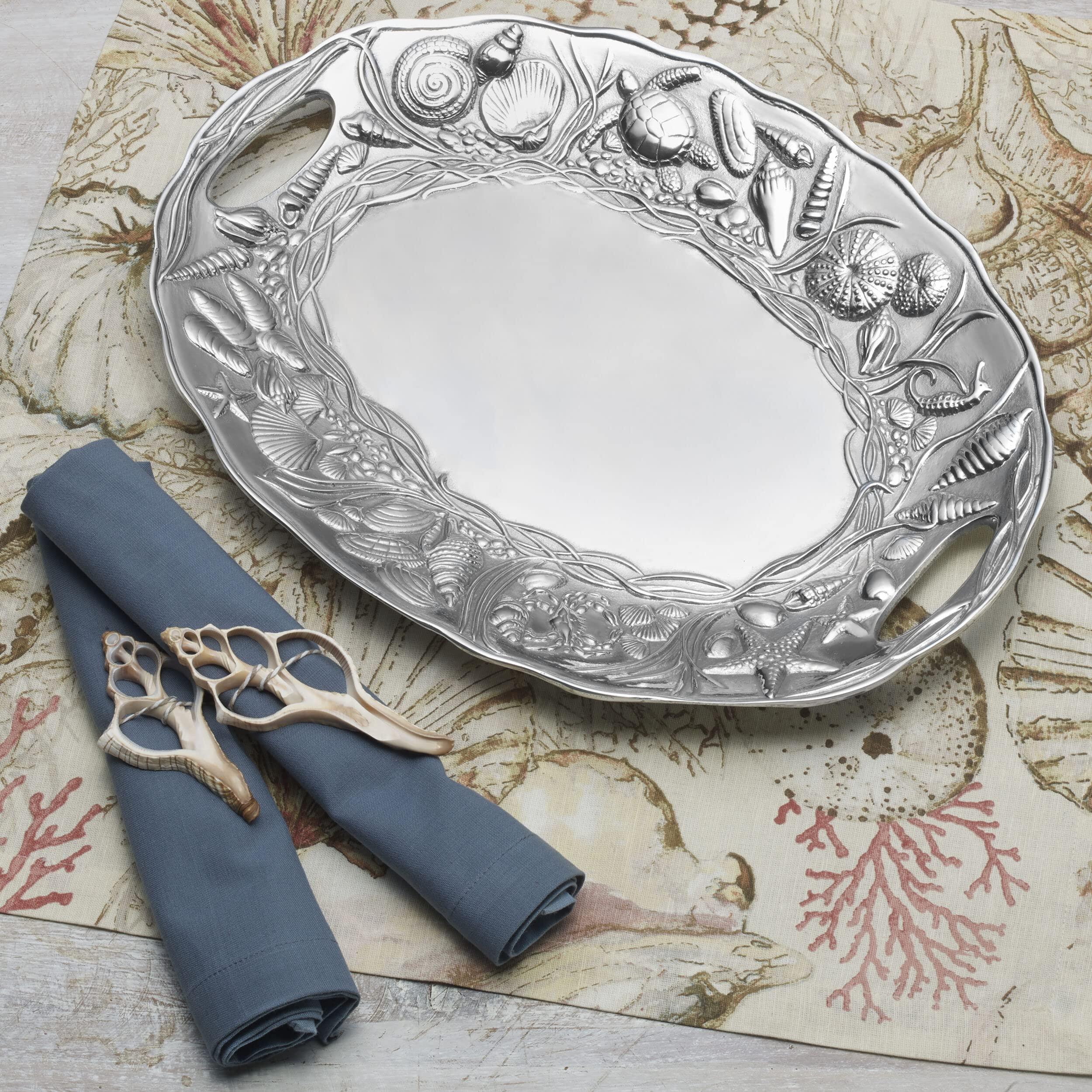 Wilton Armetale Wilton Armetale Coastal Handle Serving Tray, 16-Inch-by-11.75-Inch, Silver
