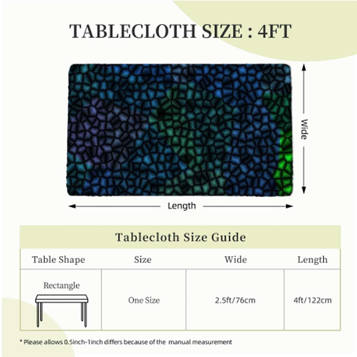 OOzie OOzie Green Blue Fitted Tablecloth Cover, Alligator Skin Pattern Luxury Lifestyle Tablecloth Fitted Rectangle Elastic Edged Table Cover Waterproof Fabric,for 4 Foot Tables Abstract