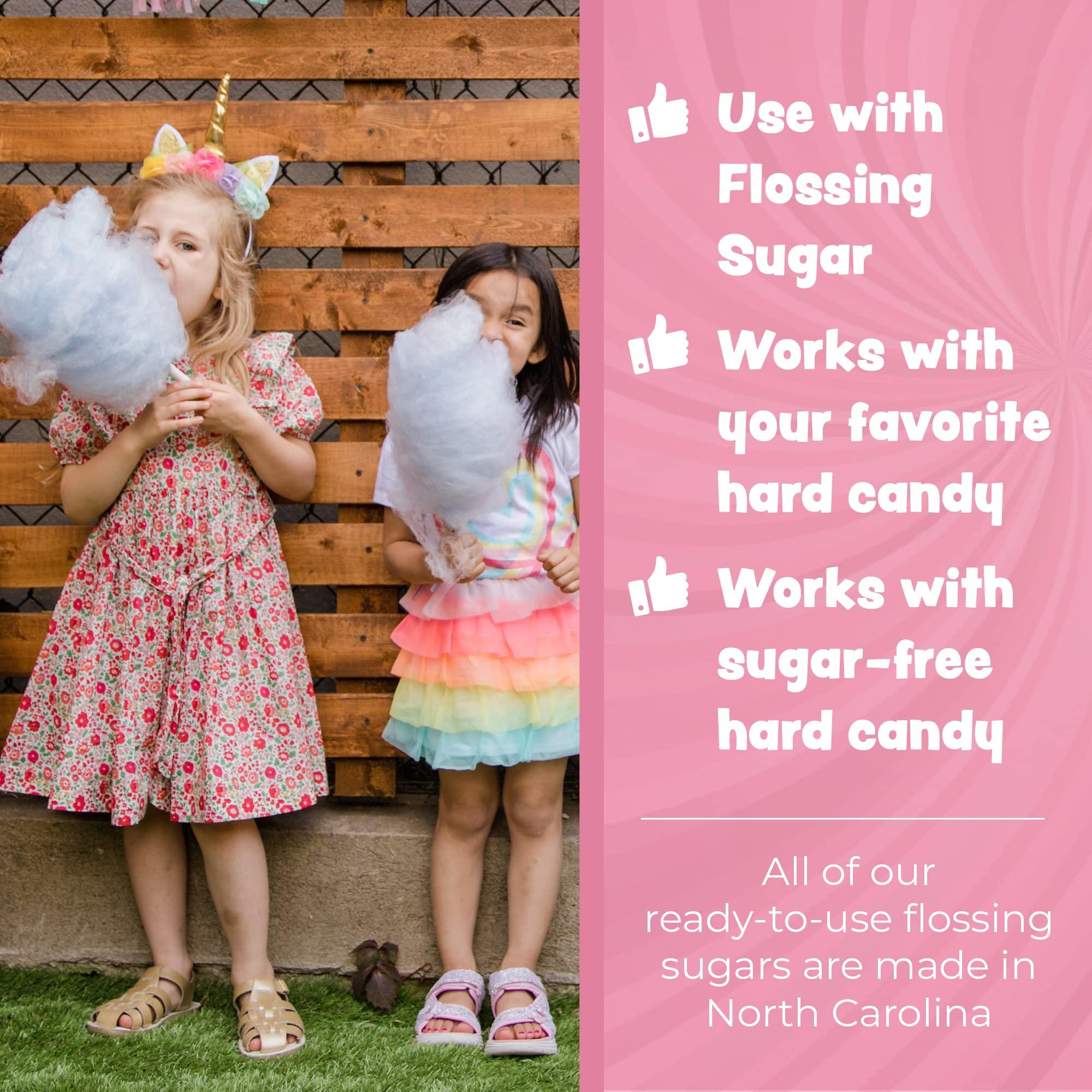 Cotton Candy Express Cotton Candy Express 3 Flavor Fun Pack and Pink Cotton Candy Maker Bundle Featuring 50 cones and Floss Sugar Flavors - Cherry, Grape, and Blue Raspberry