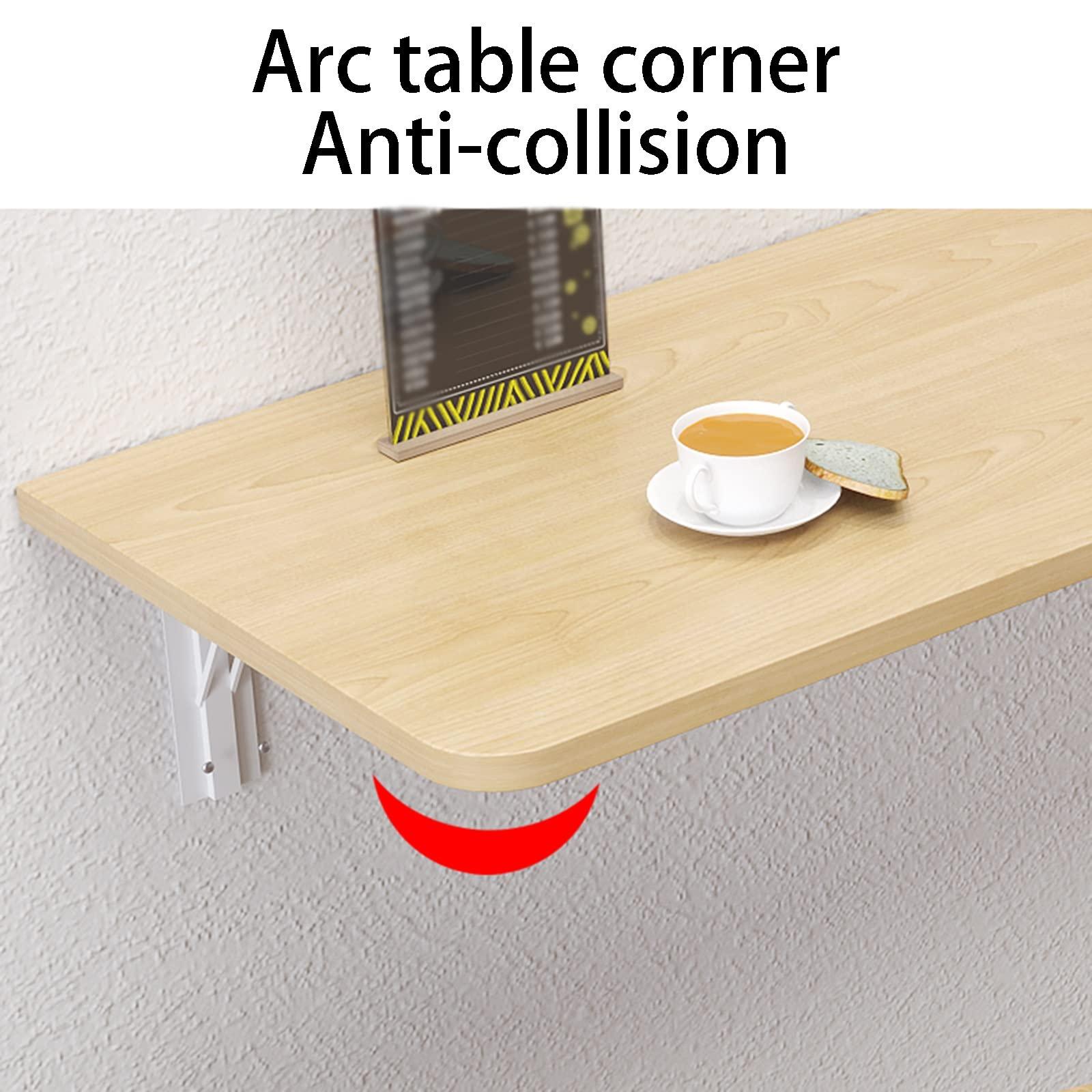 ENKEZI ENKEZI Wall Mounted Floating Folding Table, Wooden Desk for Office Home Kitchen, Modern Wood Folding Wall Mounted Desk, Heavy Duty Wall Mount Table Kitchen Dining Table (Size : 60x40cm(23.6x15.7in))
