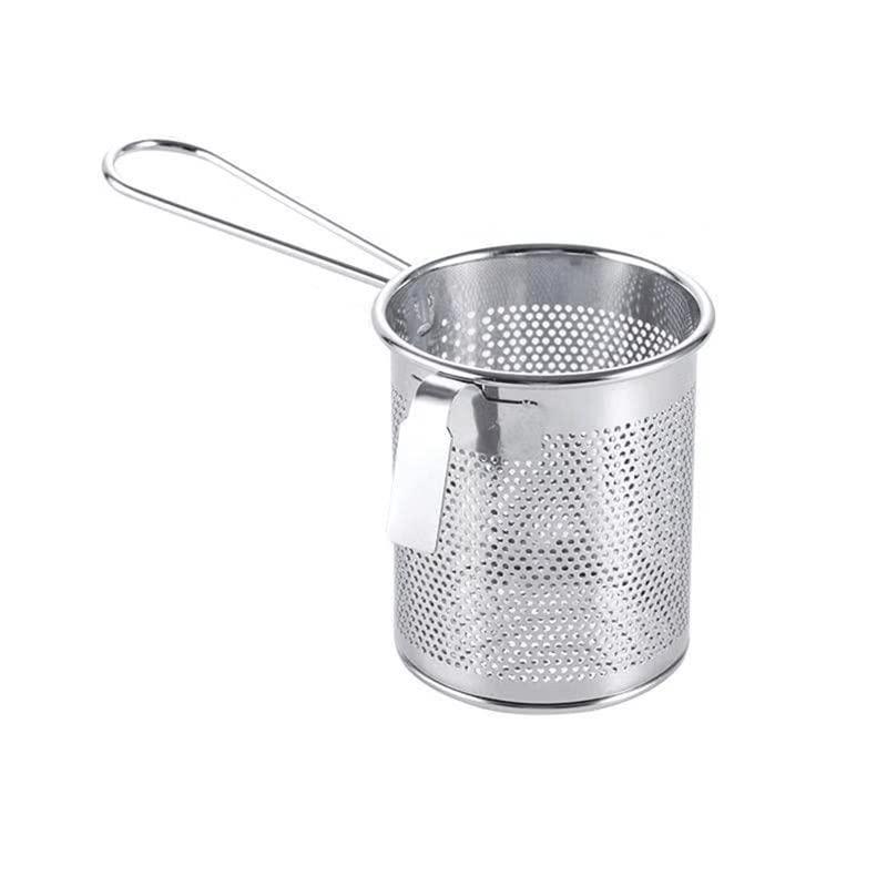 HEAIQI Fryer Basket Strainer Basket 304 Stainless Steel Hot Fry Basket Filter Food Colander Leaking Oil Can Be Screened Surface Fried Food Filter French Fries Basket
